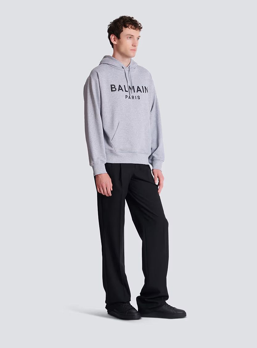 Balmain o1s1wg110126 Printed Cotton Hoodie in Grey Size US L / EU 52-54 / 3 - 2 Thumbnail