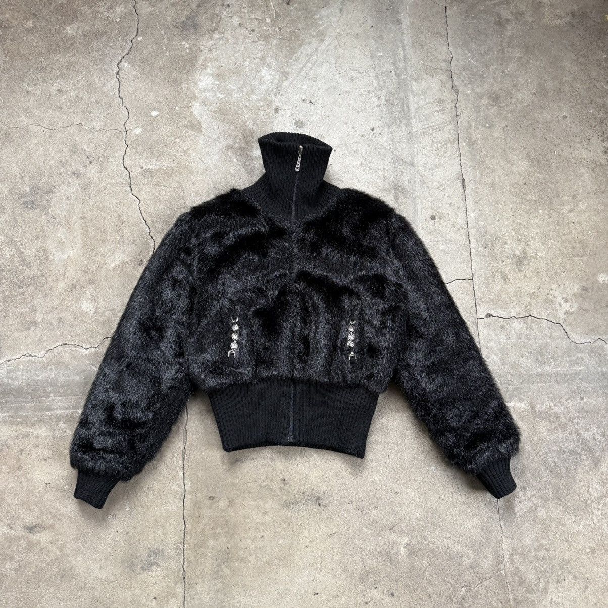 Hysteric Glamour Vintage Y2K Black Faux Fur Bomber Jacket Size M / US 6-8 / IT 42-44 - 1 Thumbnail