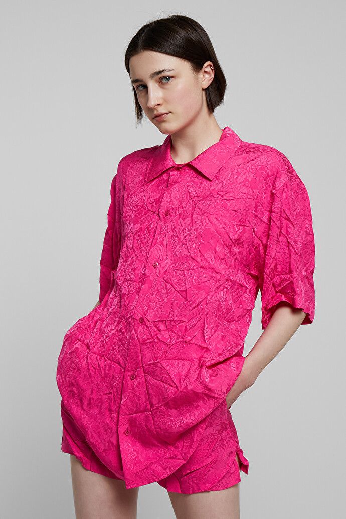Balenciaga o1y0625 Solid Color Shirt in Fuchsia Size S / US 4 / IT 40 - 2 Thumbnail