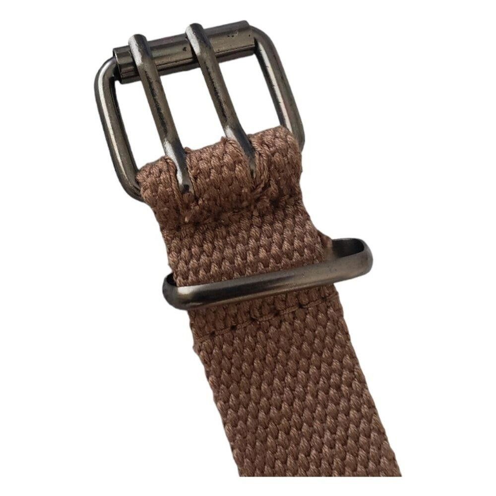 Designer Vintage Unisex Brown Double Prong Woven Belt Size ONE SIZE - 4 Thumbnail