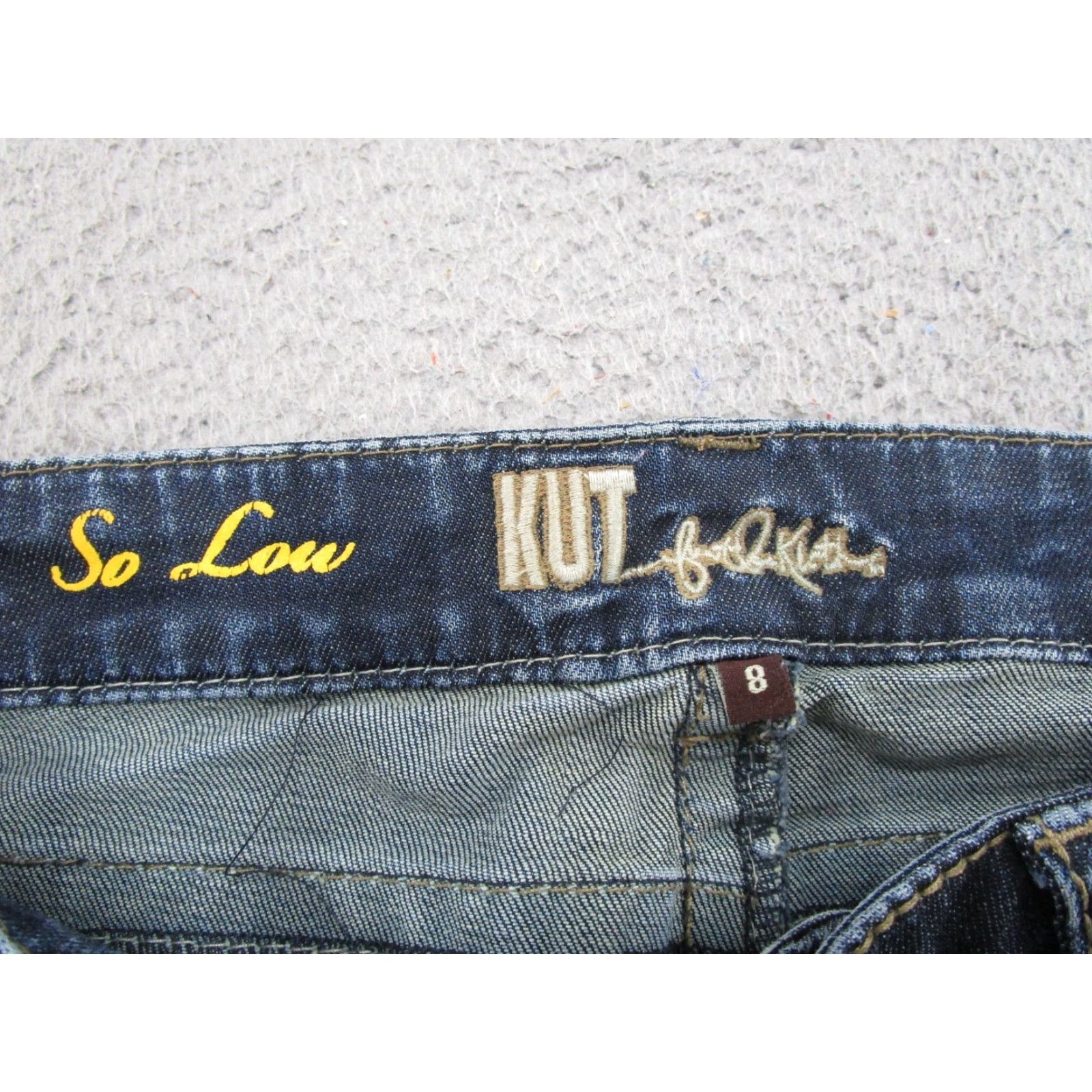 Vintage KUT from The Kloth So Low Rise Bootcut Jeans Dark Wash Size 8 Blue Denim 5-Pocket Stretch Womens Regular Mid Rise Size 30" / US 8 / IT 44 - 4 Thumbnail
