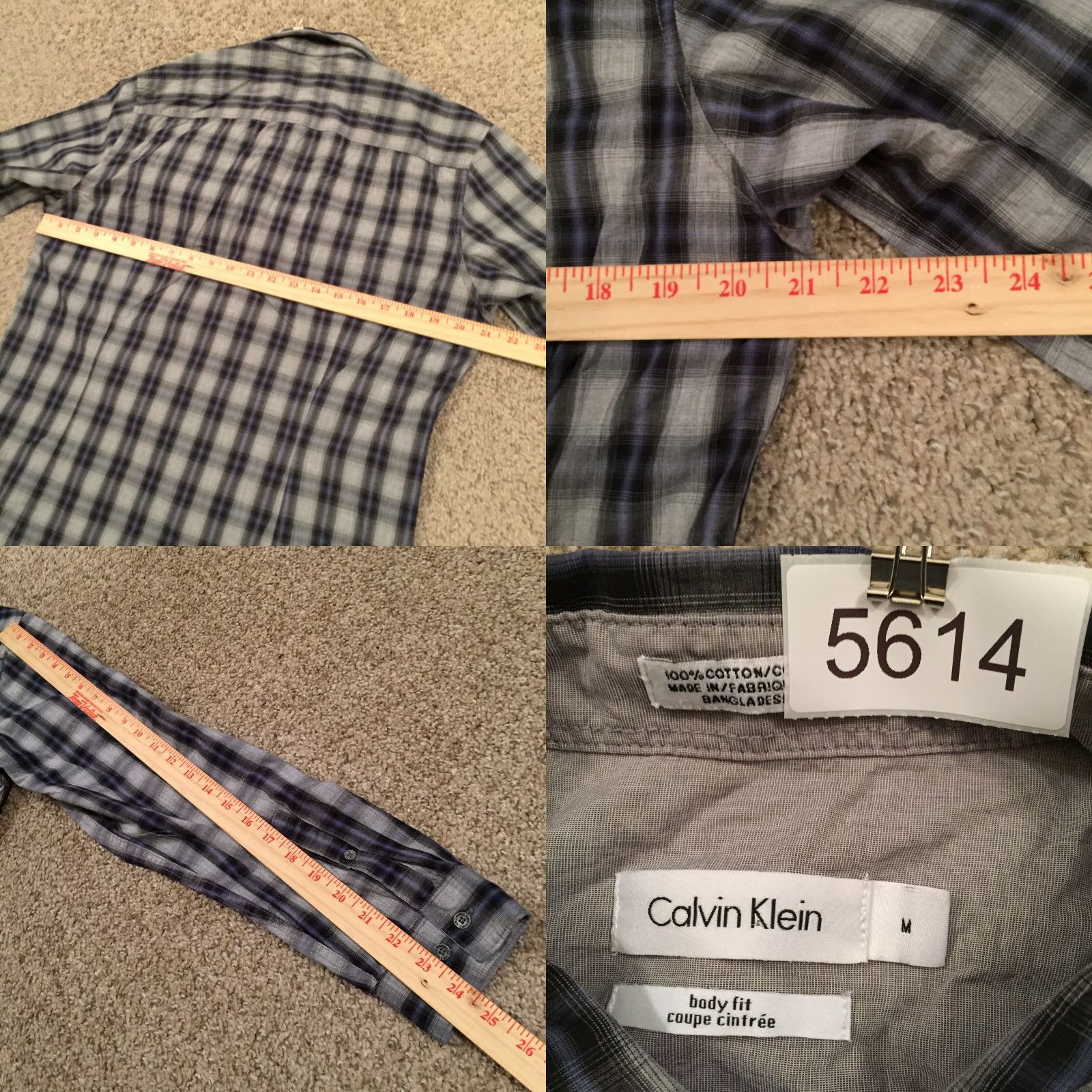 Calvin Klein Calvin Klein Shirt Mens Medium Gray Blue Plaid Roll Tab Long Sleeve Button Up Size US M / EU 48-50 / 2 - 8 Thumbnail