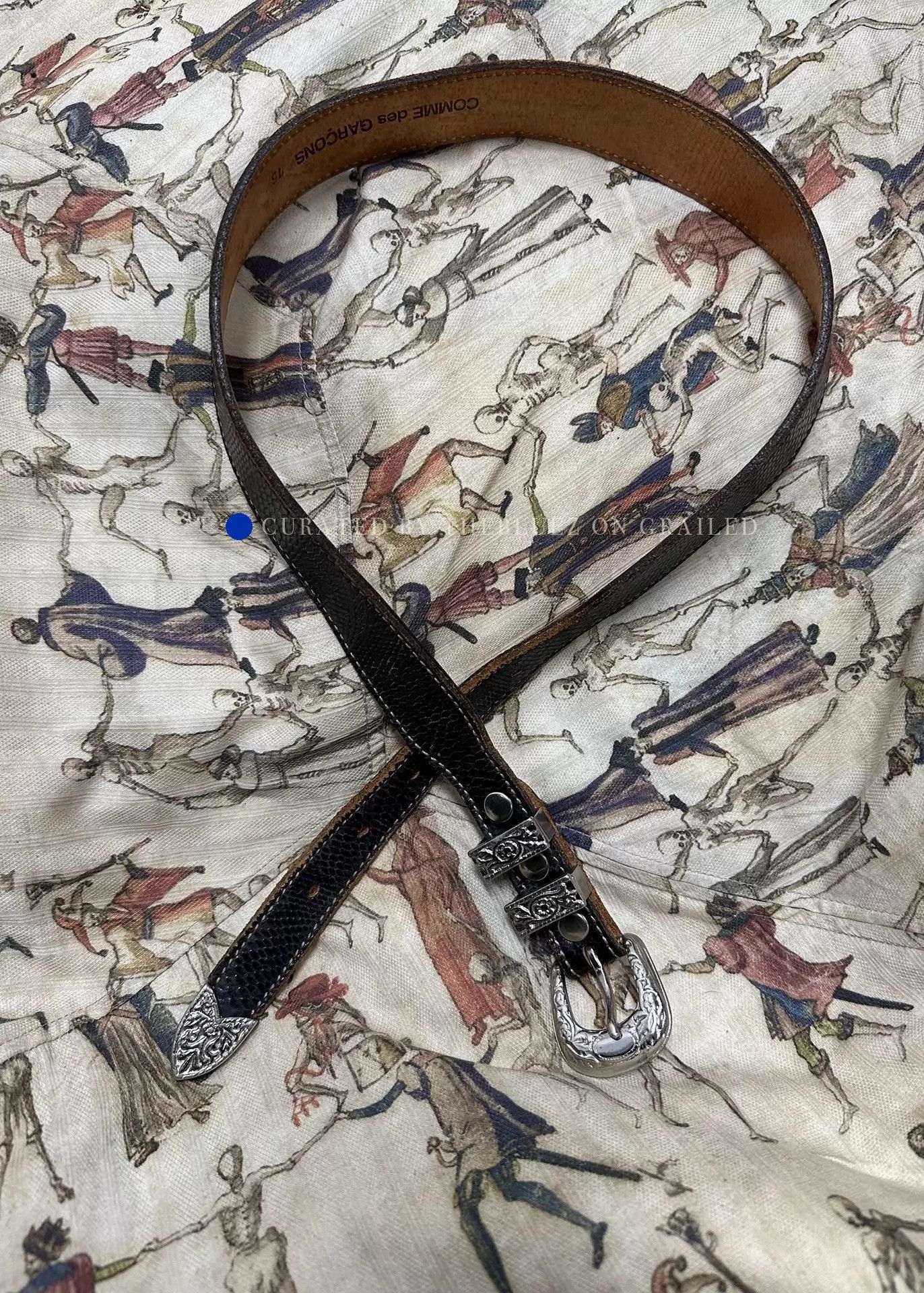 Comme des Garcons Unique Carved Leather Belt in Black Size ONE SIZE - 1 Thumbnail