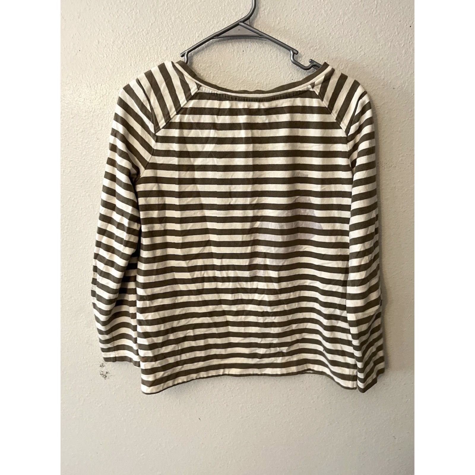 Banana Republic Banana Republic Sweatshirt Womens M Brown Cream Stripe Cotton Pullover Split He Shirt Size M / US 6-8 / IT 42-44 - 3 Thumbnail