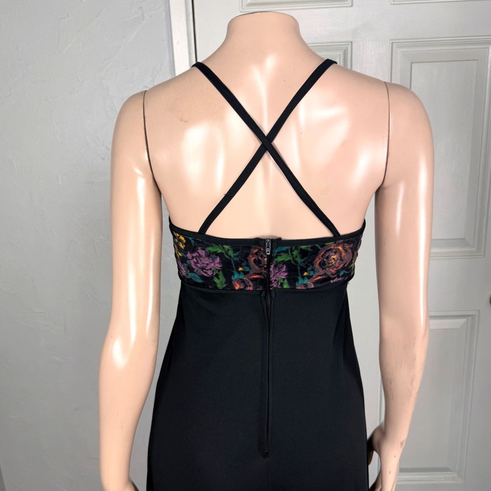 Velvet VINTAGE 70s Dress Maxi Black Polyester Knit Party Eveningwear 2XS Regular Long C4-25 Size XXS / US 00 / IT 34 - 6 Thumbnail