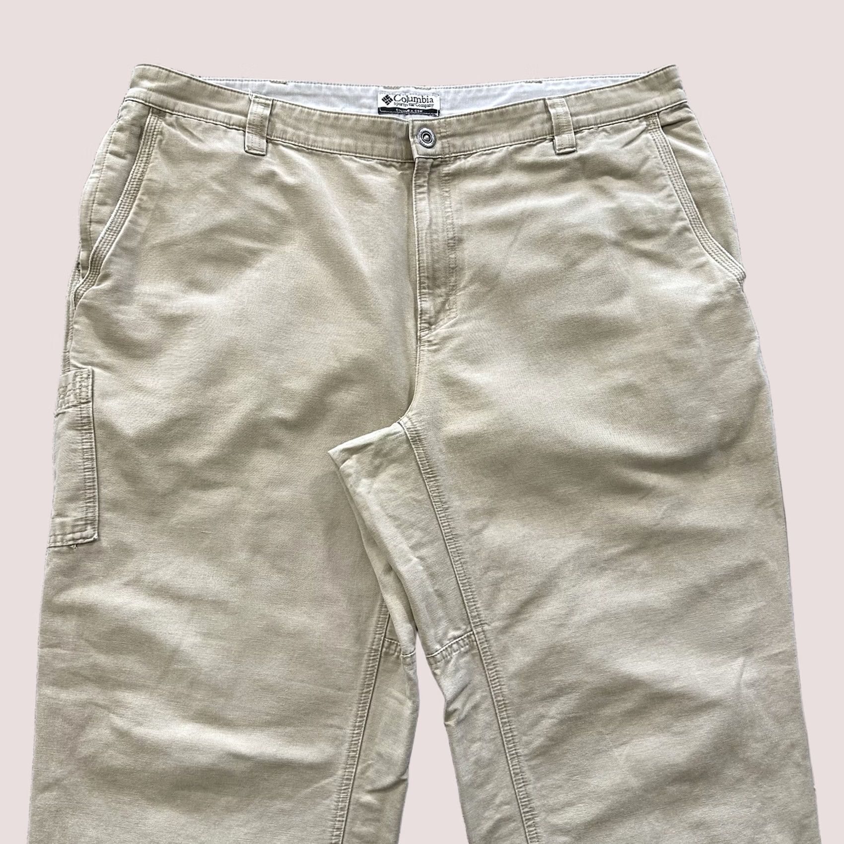 Vintage Columbia Pants Mens 40x32 Utility Chino Rugged Outdoor Hiking Tan Beige Canvas Cotton Straight Carpenter Pockets Regular Size US 40 / EU 56 - 1 Thumbnail