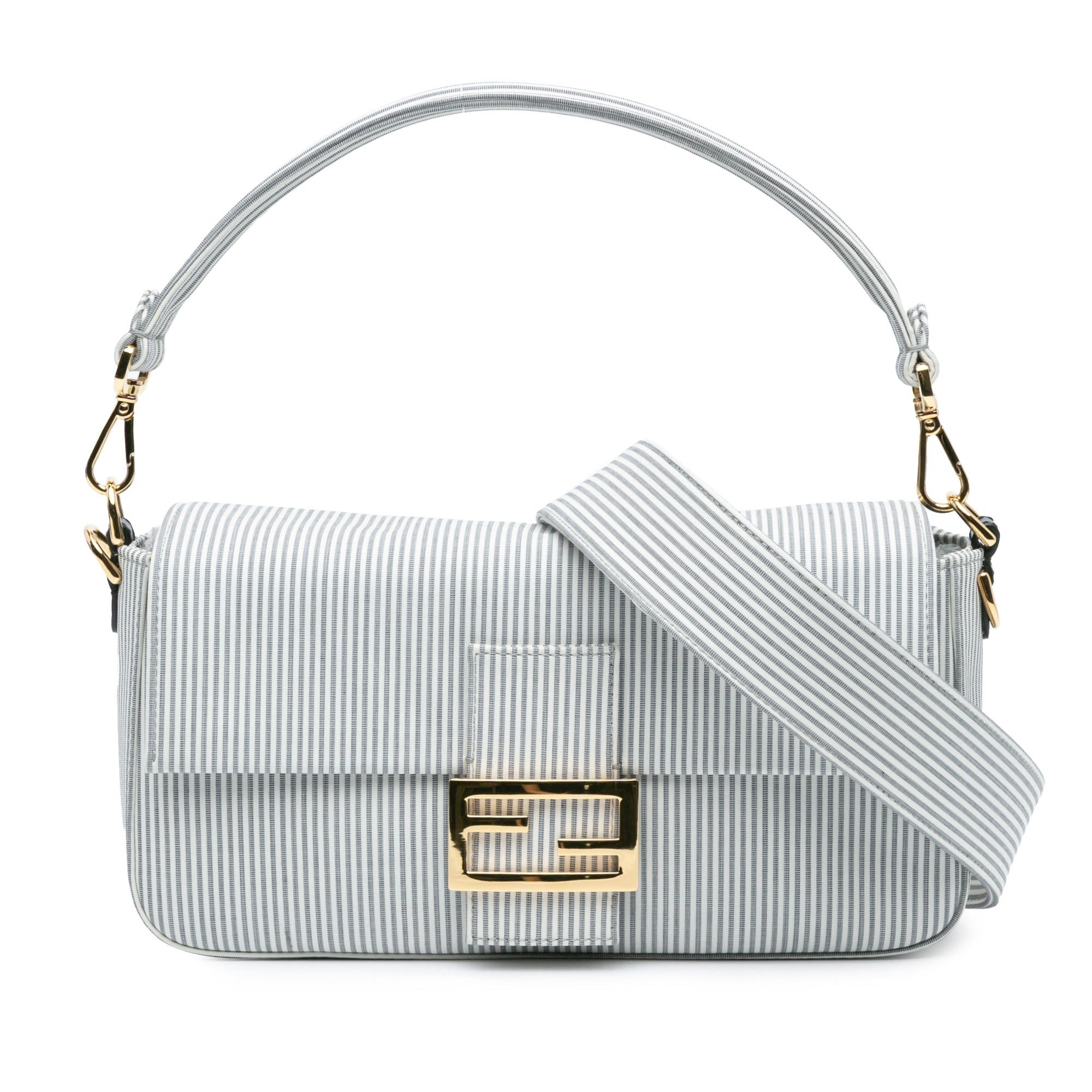 Fendi Fendi Striped Jersey Baguette Satchel White Size ONE SIZE - 1 Thumbnail