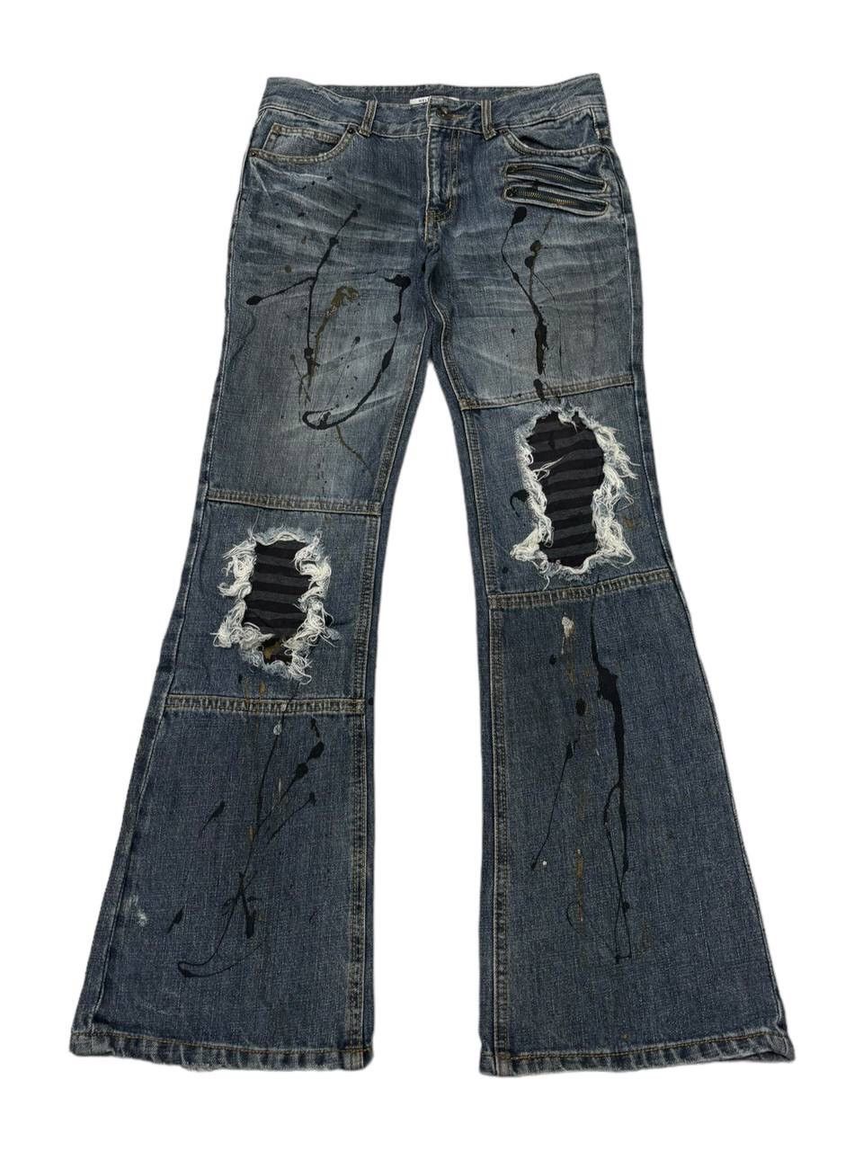 image of Distressed Denim x Helmut Lang Painter Distress Flare Denim Jeans in Blue, Men's (Size 31)