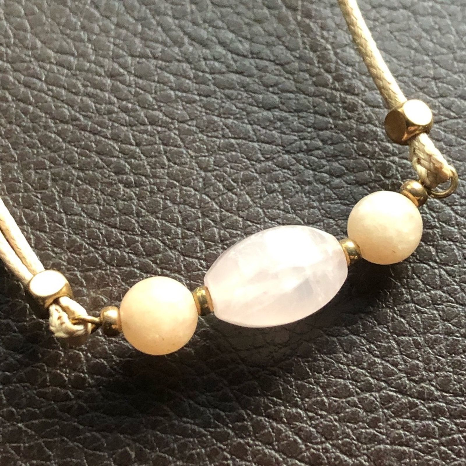 Handmade Handcrafted natural quartz leather cord choker necklace Size ONE SIZE - 6 Thumbnail