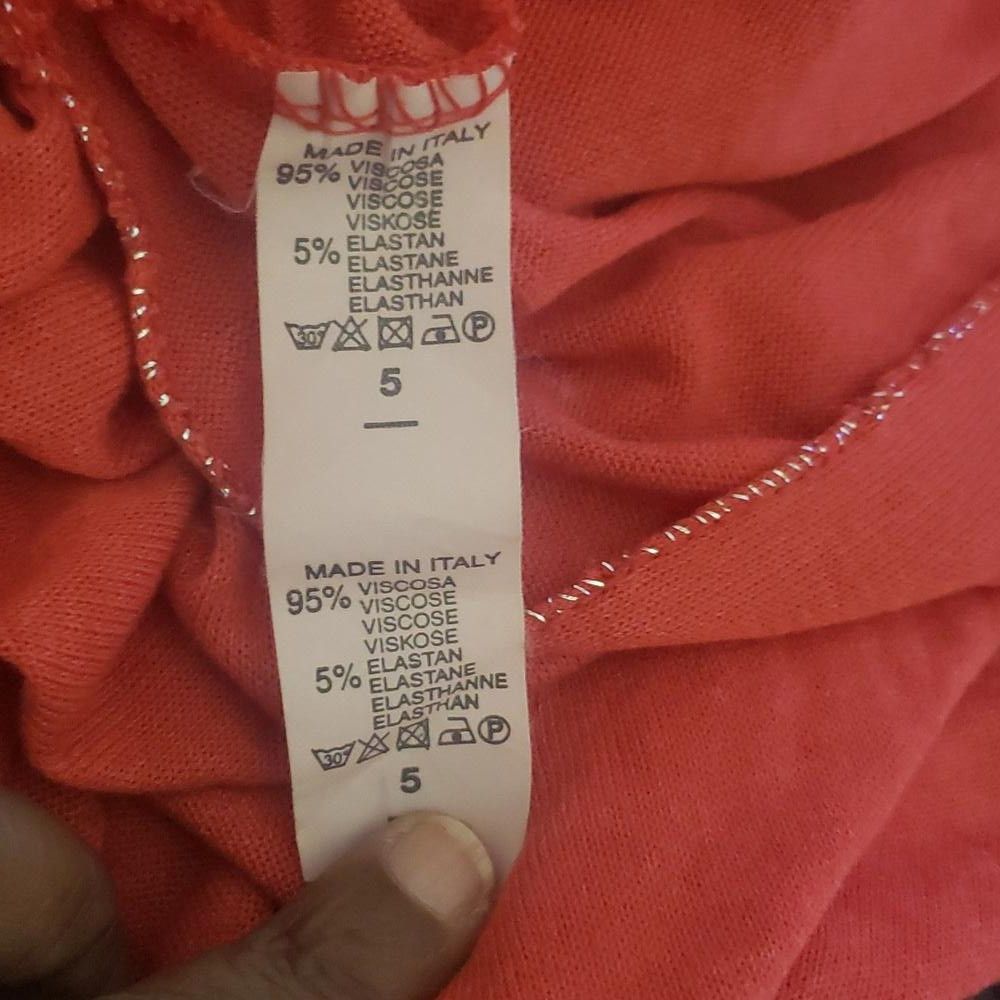 Designer CT883 Orange Oversized V-neck Blouse with Gold Trim S Size S / US 4 / IT 40 - 4 Thumbnail
