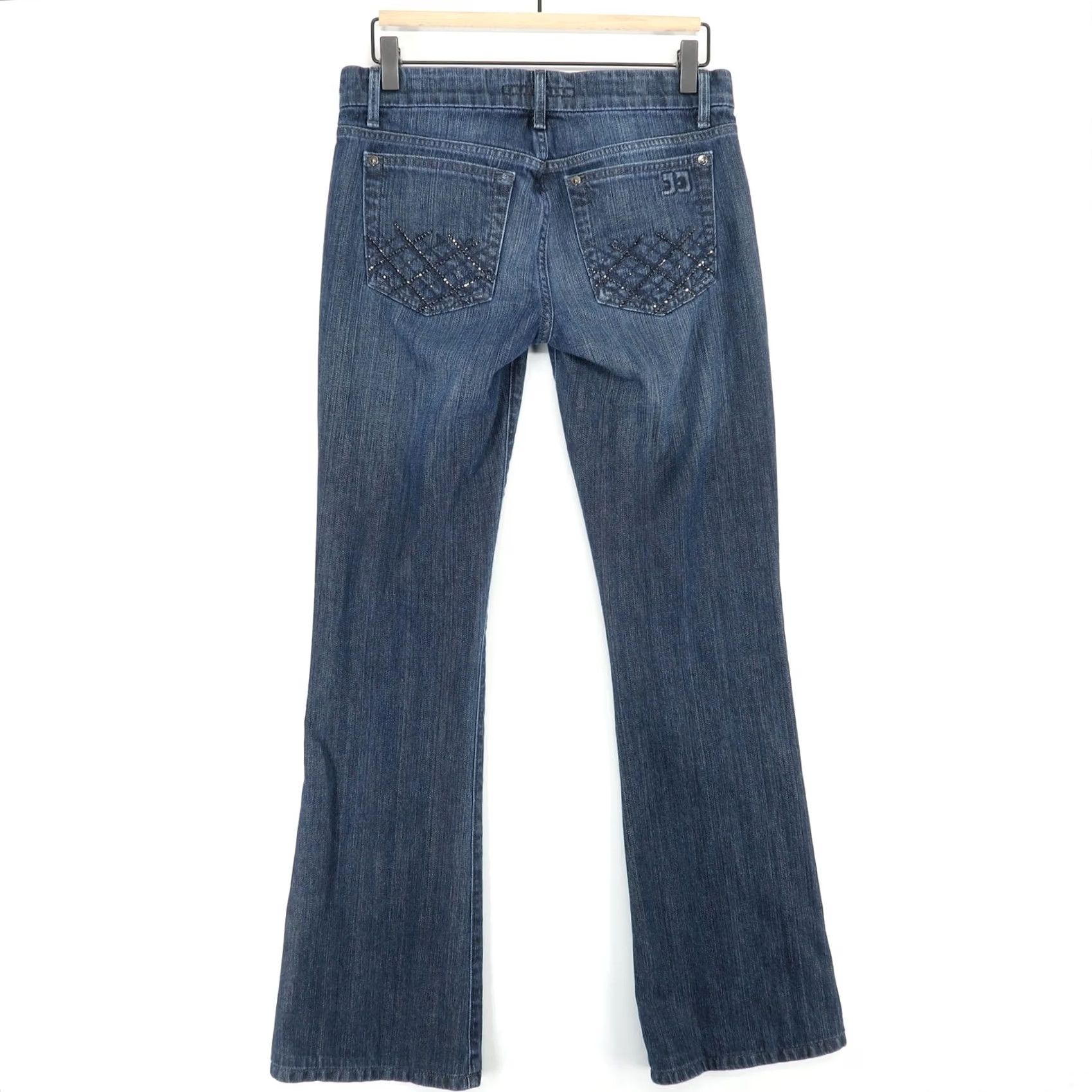 Vintage Joe's Jeans Womens 27 Blue Bootcut Low Rise Stretch Embellished Dark Wash Rocker Jeans Size 27" / US 4 / IT 40 - 2 Thumbnail