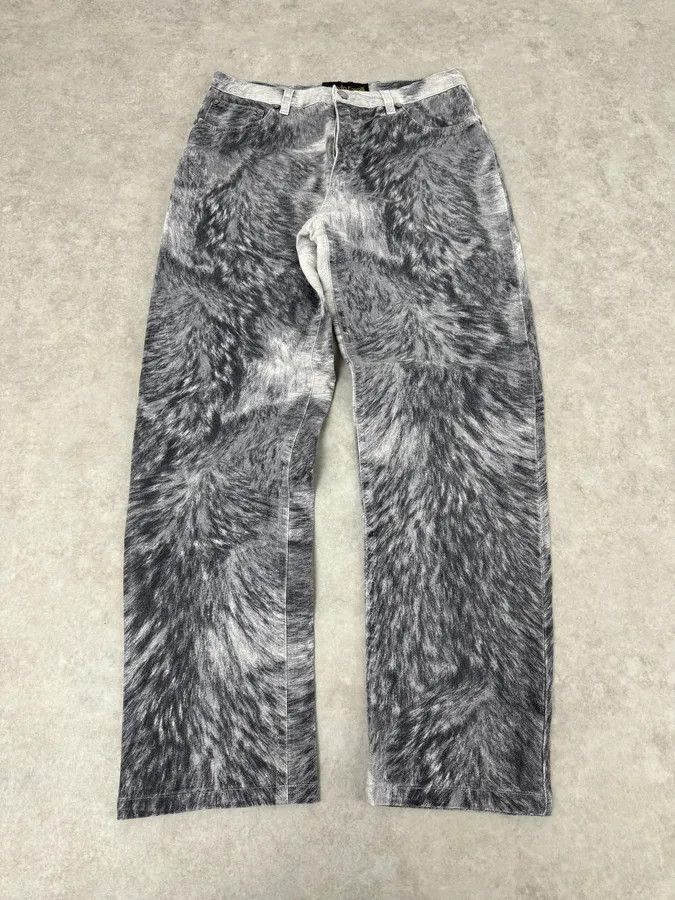 Roberto Cavalli 2000s Roberto Cavalli Grizzly Fur Print Grey Pants Size US 31 - 1 Thumbnail