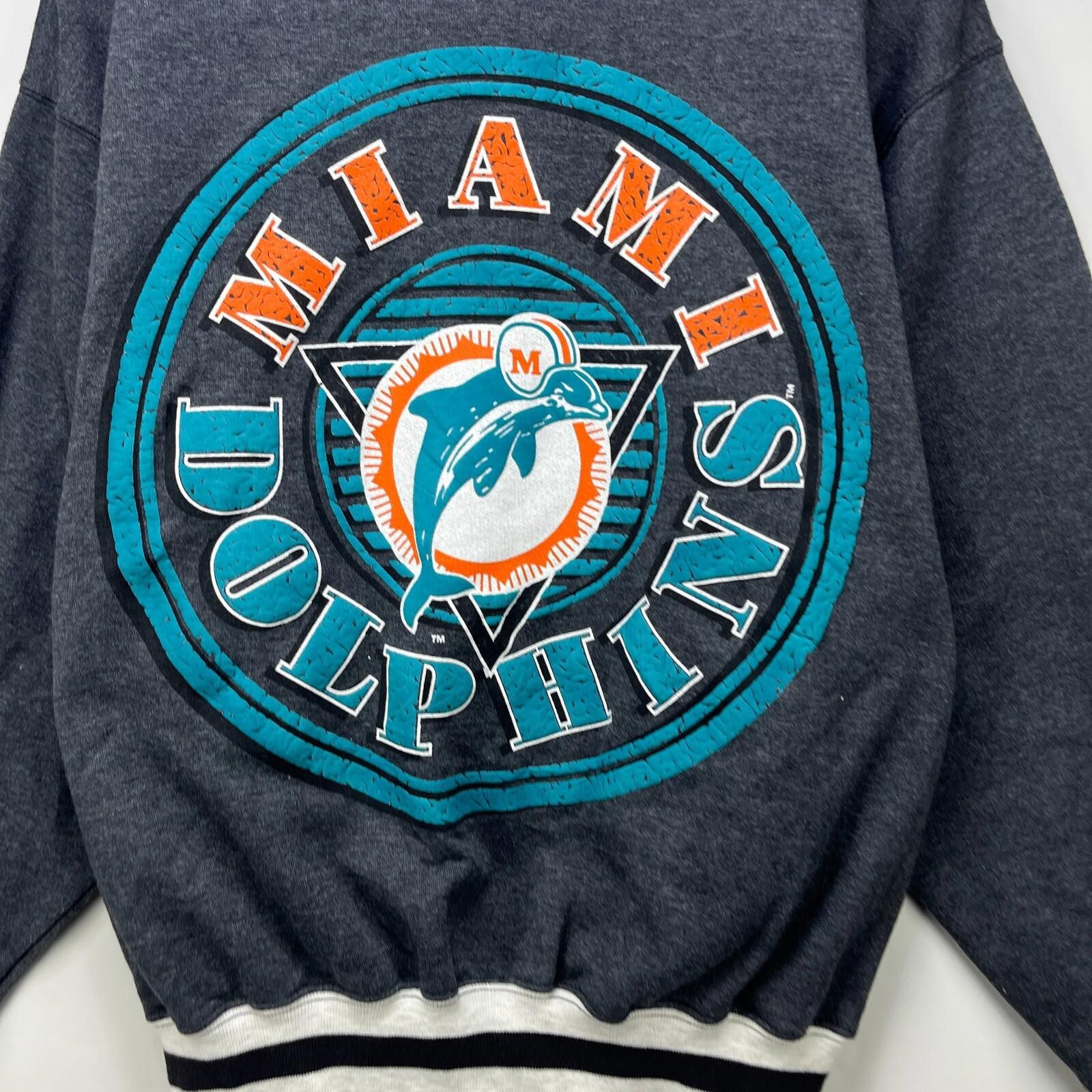 Other Vintage 90s Miami Dolphins Varsity Style Jacket Sweat Medium Size ONE SIZE - 4 Thumbnail