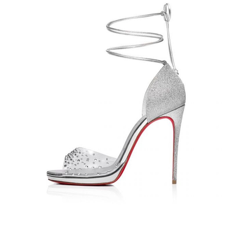 Christian Louboutin os11x0526 Degratina Frou PVC 120mm Heels in Silver Size US 11 / IT 41 - 2 Thumbnail