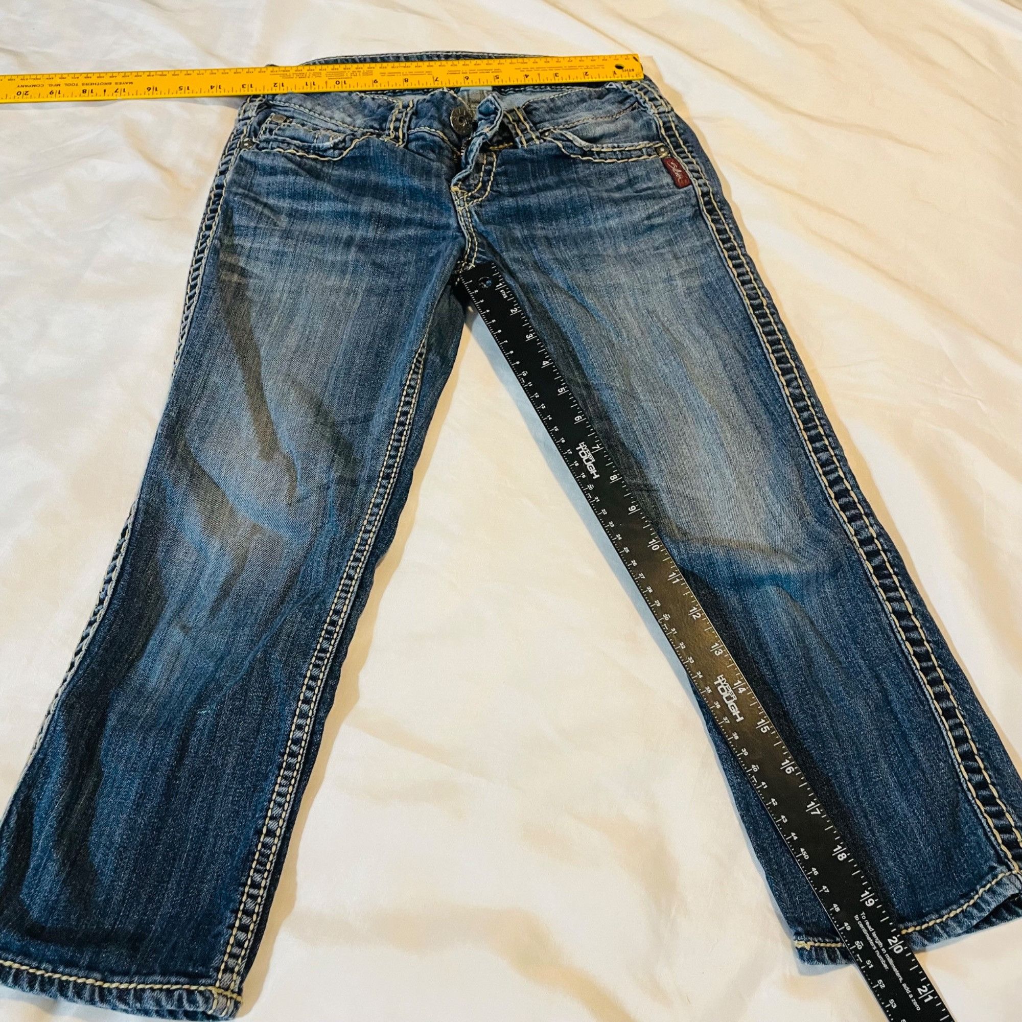 Silver Jeans Co. Womens Silver Capri Jeans Suki Distressed Blue Wash Size 26 Size 26" / US 2 / IT 38 - 6 Thumbnail