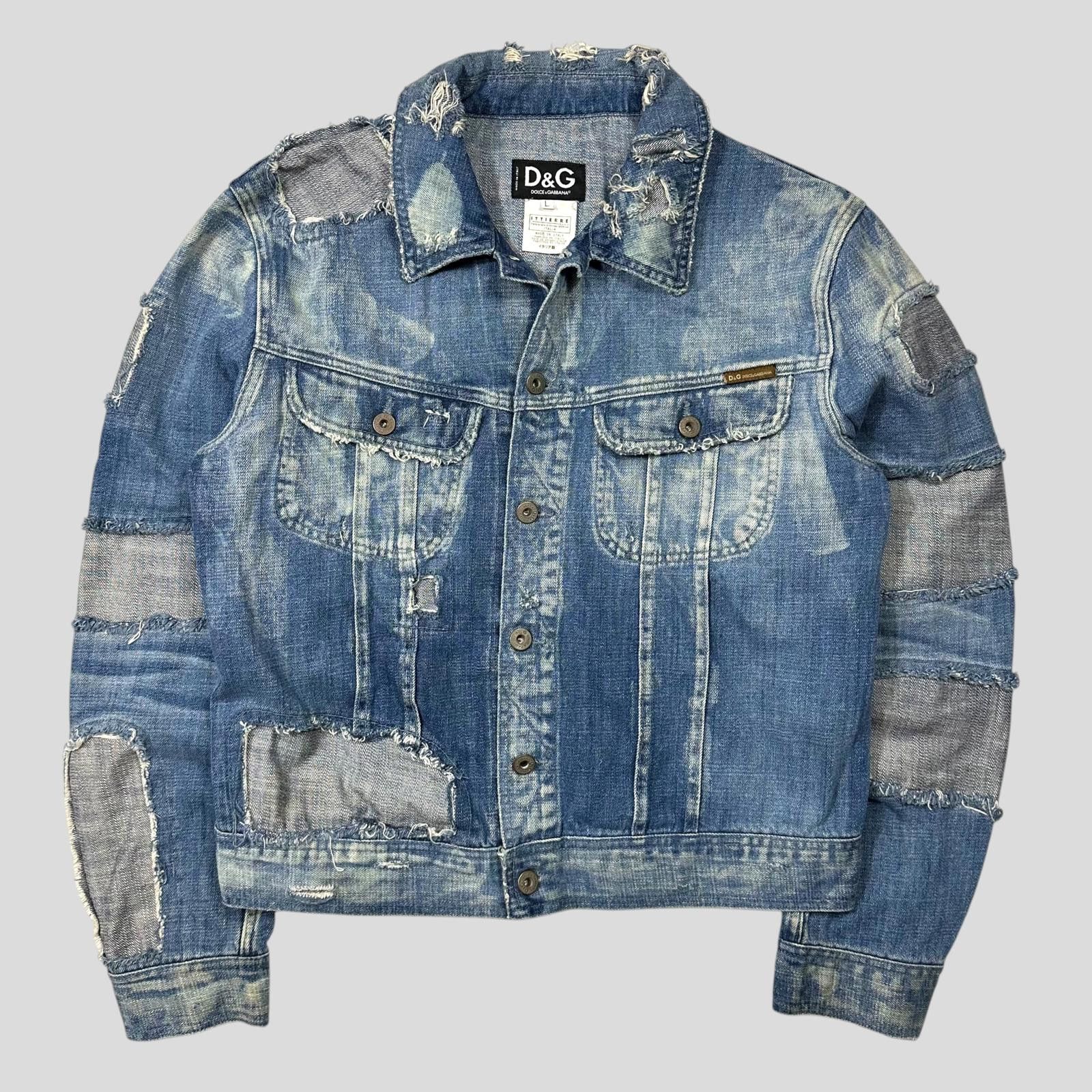 D.Gnak By Kang.D D&G AW04 Distressed Reconstructed Denim Boxy Jacket - L (M) Size US M / EU 48-50 / 2 - 4 Thumbnail