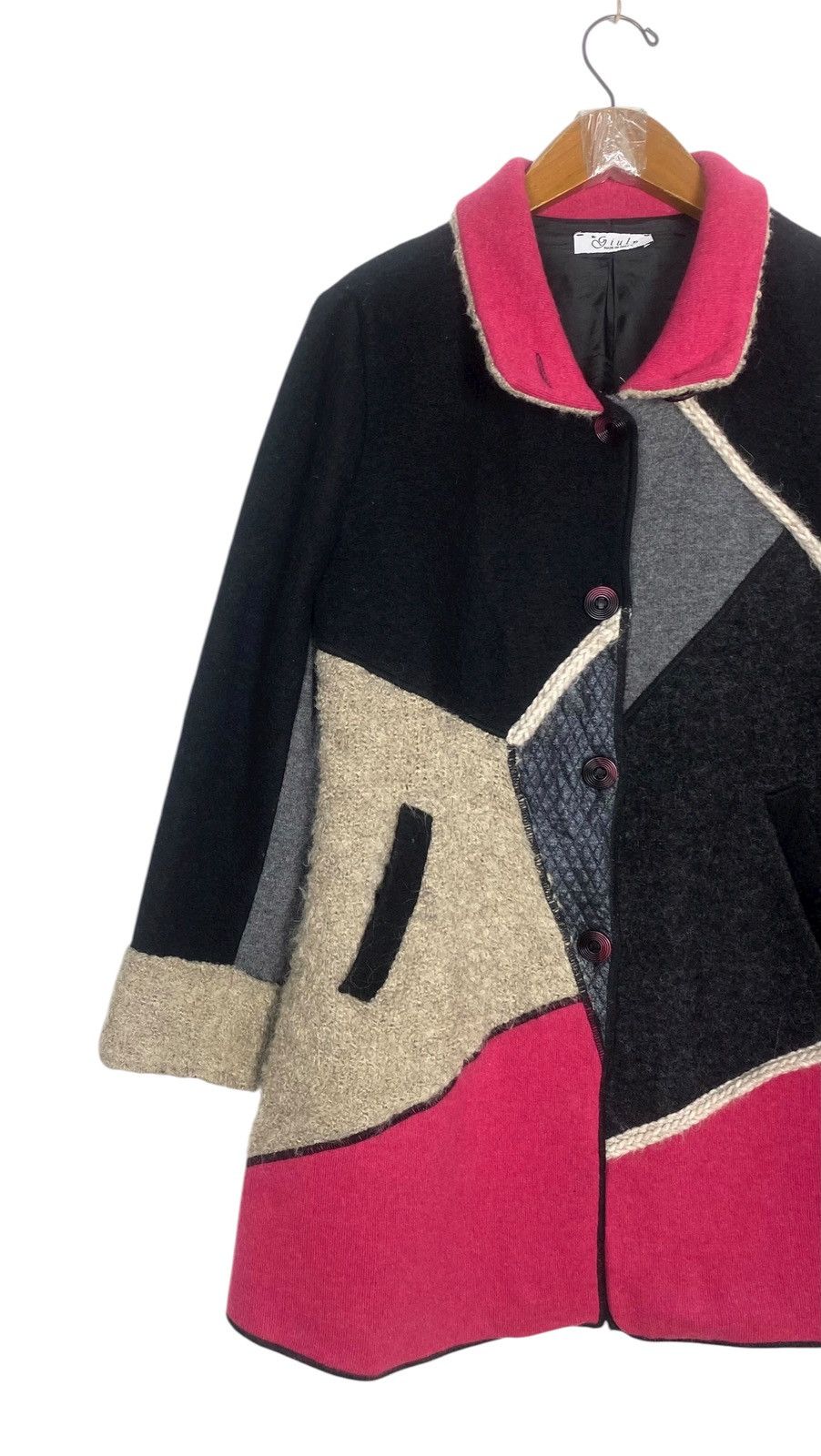 Vintage Rare‼️Mr. Giuln Patchwork Wool Coat Made in Italy Size M / US 6-8 / IT 42-44 - 2 Thumbnail