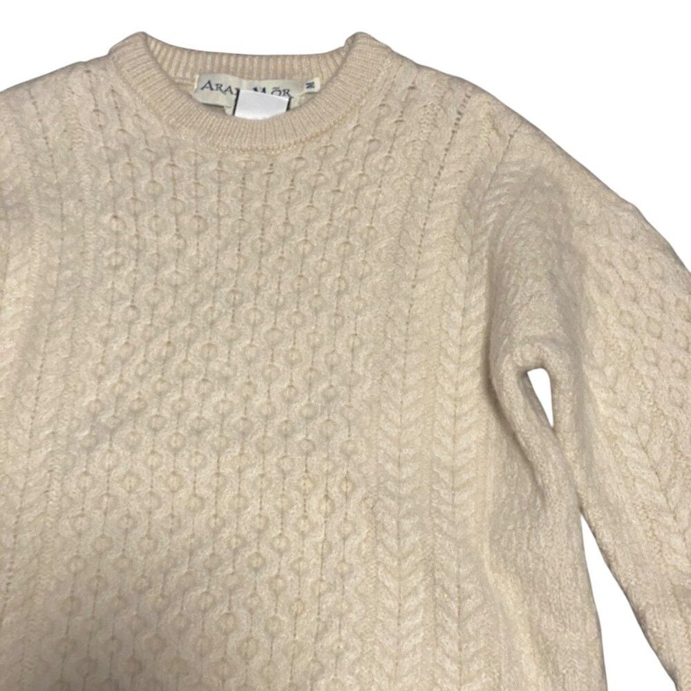 Other Vintage Aran Mor 100% Merino Wool Cable Knit Sweater White Size US M / EU 48-50 / 2 - 9 Thumbnail