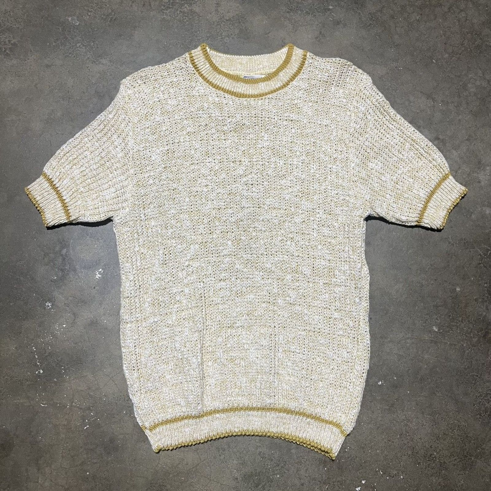 Vintage Vintage 60s Towncraft Yellow Acrylic Short Sleeve Sweater Size M / US 6-8 / IT 42-44 - 1 Thumbnail