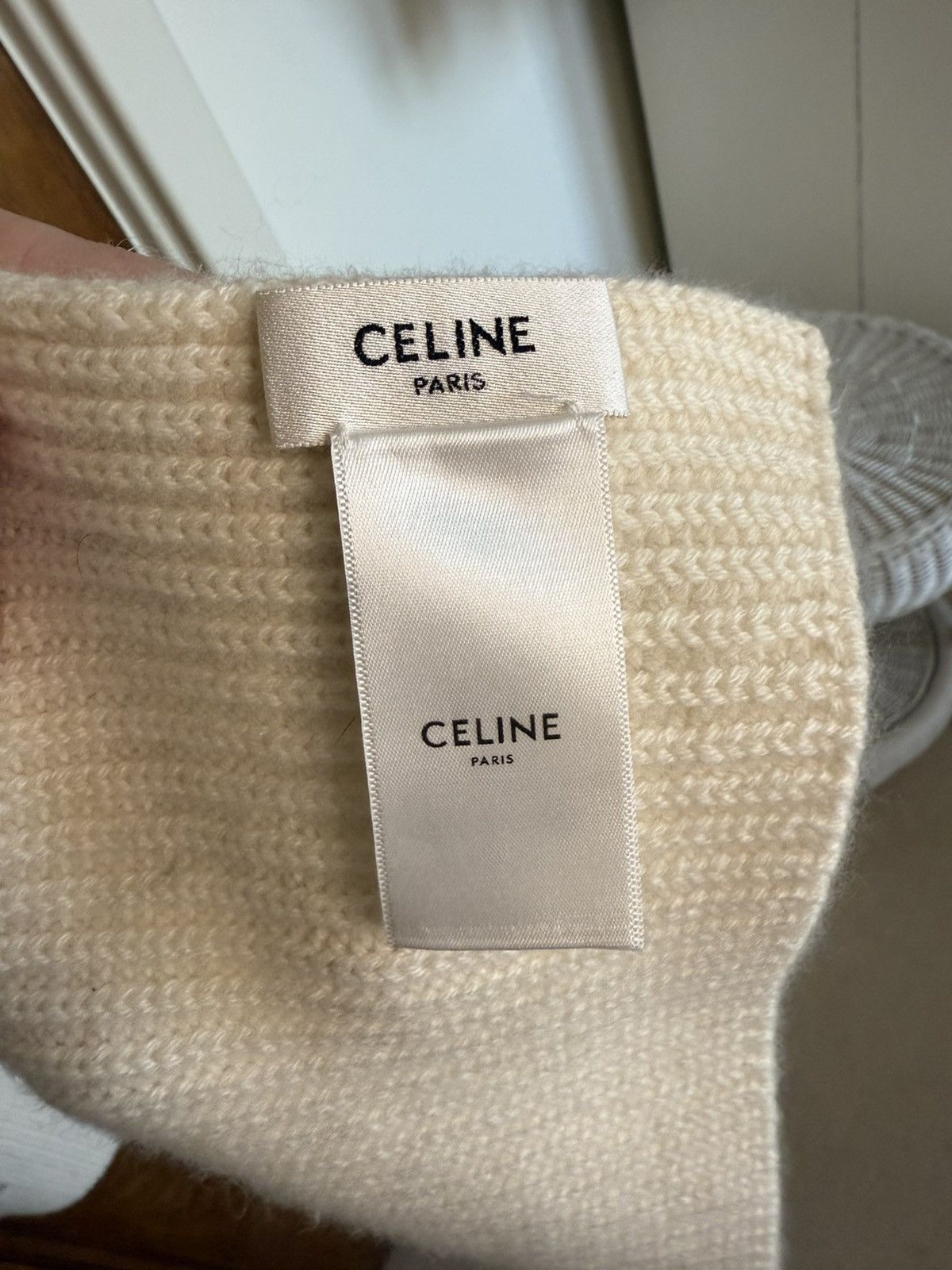 Celine $990 Celine cream ivory cashmere logo scarf Hedi Grail Size ONE SIZE - 8 Thumbnail