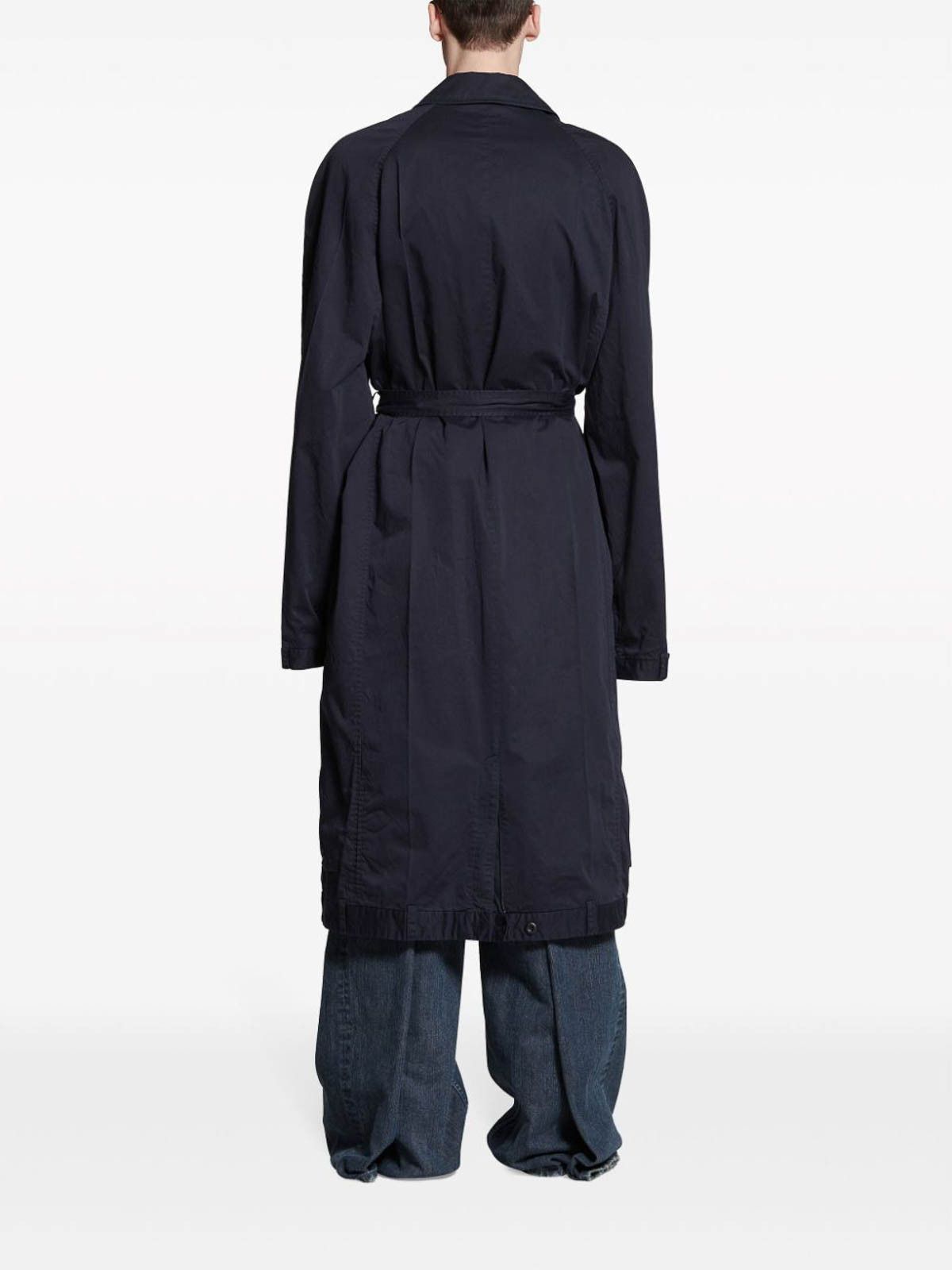 Balenciaga o1y1224 Deconstructed Cotton Coat in Midnight Blue Size US XS / EU 42 / 0 - 6 Thumbnail