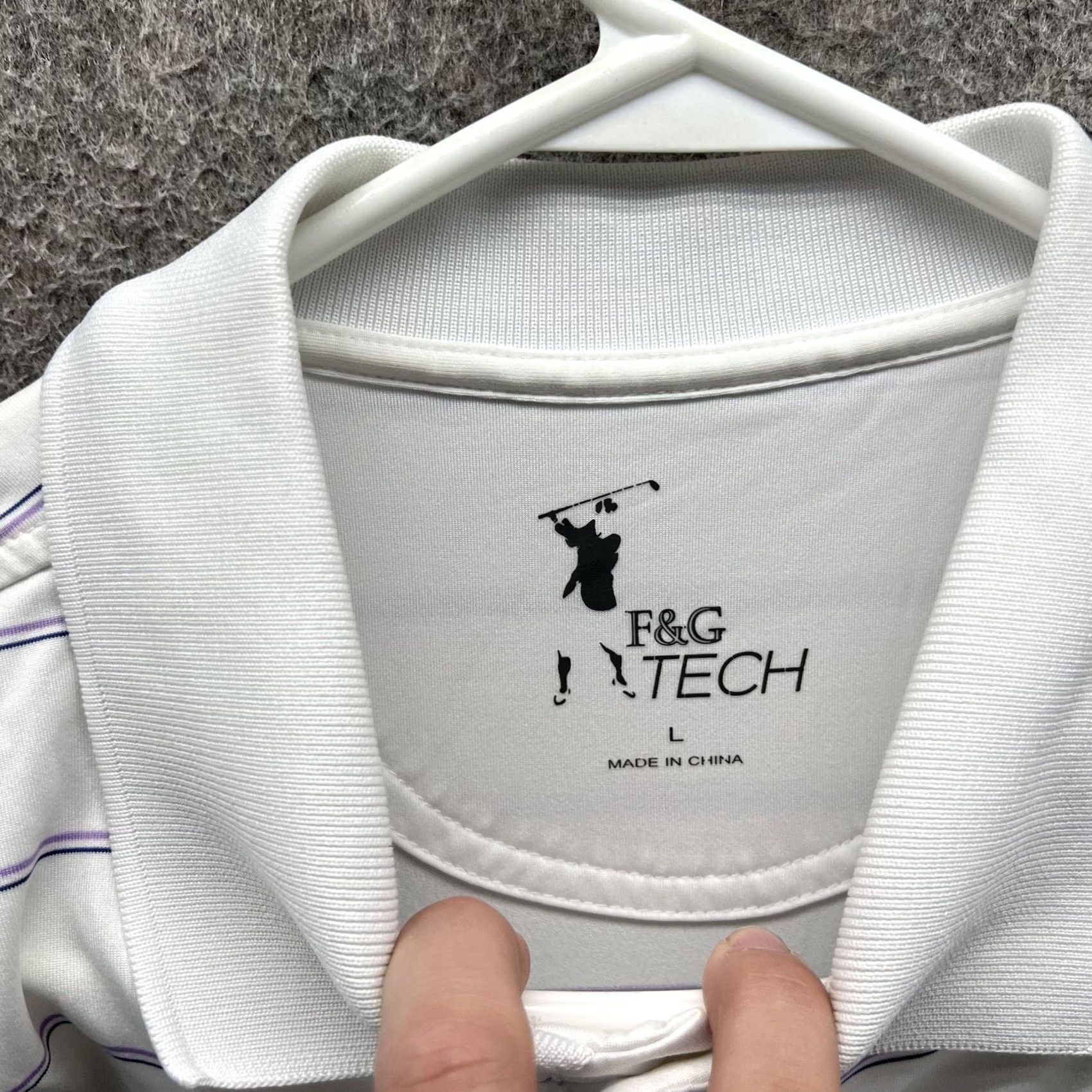 Vintage F&G Tech Polo Shirt Mens L White Stripe Golf Performance Short Sleeve Casual Size US L / EU 52-54 / 3 - 2 Thumbnail