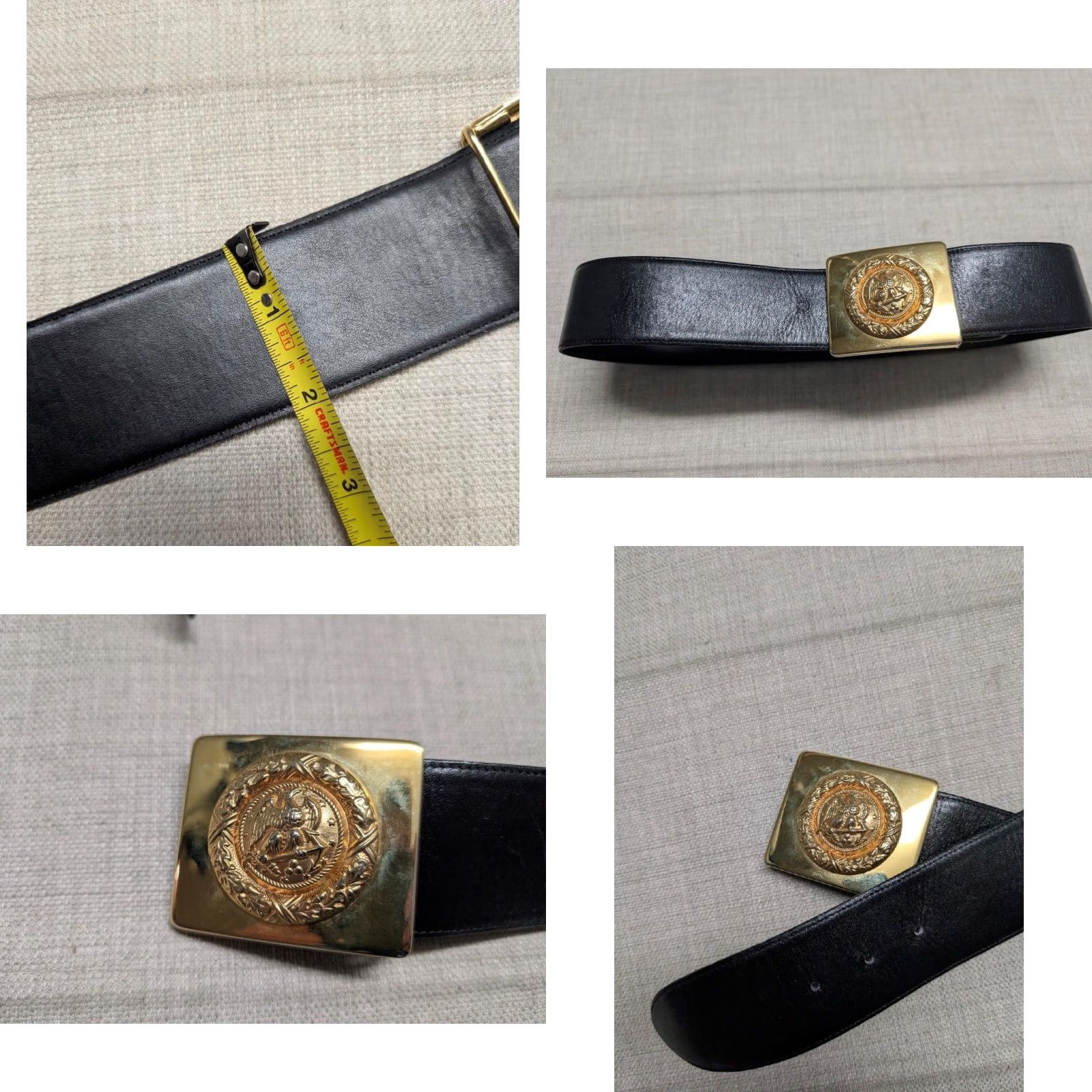Vintage VINTAGE Avignon belt MILITARY LEATHER wide M Black ARMY brass buckle corset belt 1980s Women Size ONE SIZE - 8 Thumbnail