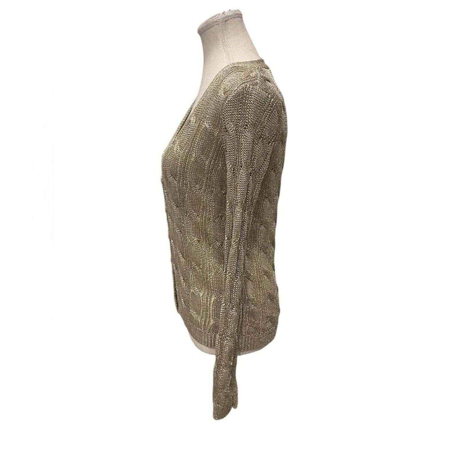 Ralph Lauren Ralph Lauren Black Label - Gold Metallic Knit Cardigan Sz S Size S / US 4 / IT 40 - 3 Thumbnail