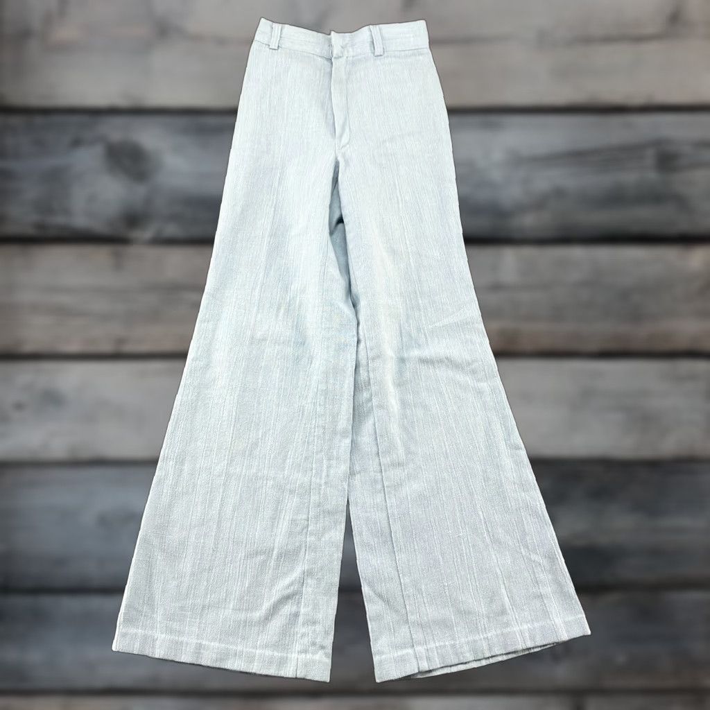 Bell VINTAGE Flare Pants Womens 24x30 Blue Polyester Bell Bottom 70s Wide-Leg Rock Jeans? Size 42" / US 20 - 1 Thumbnail