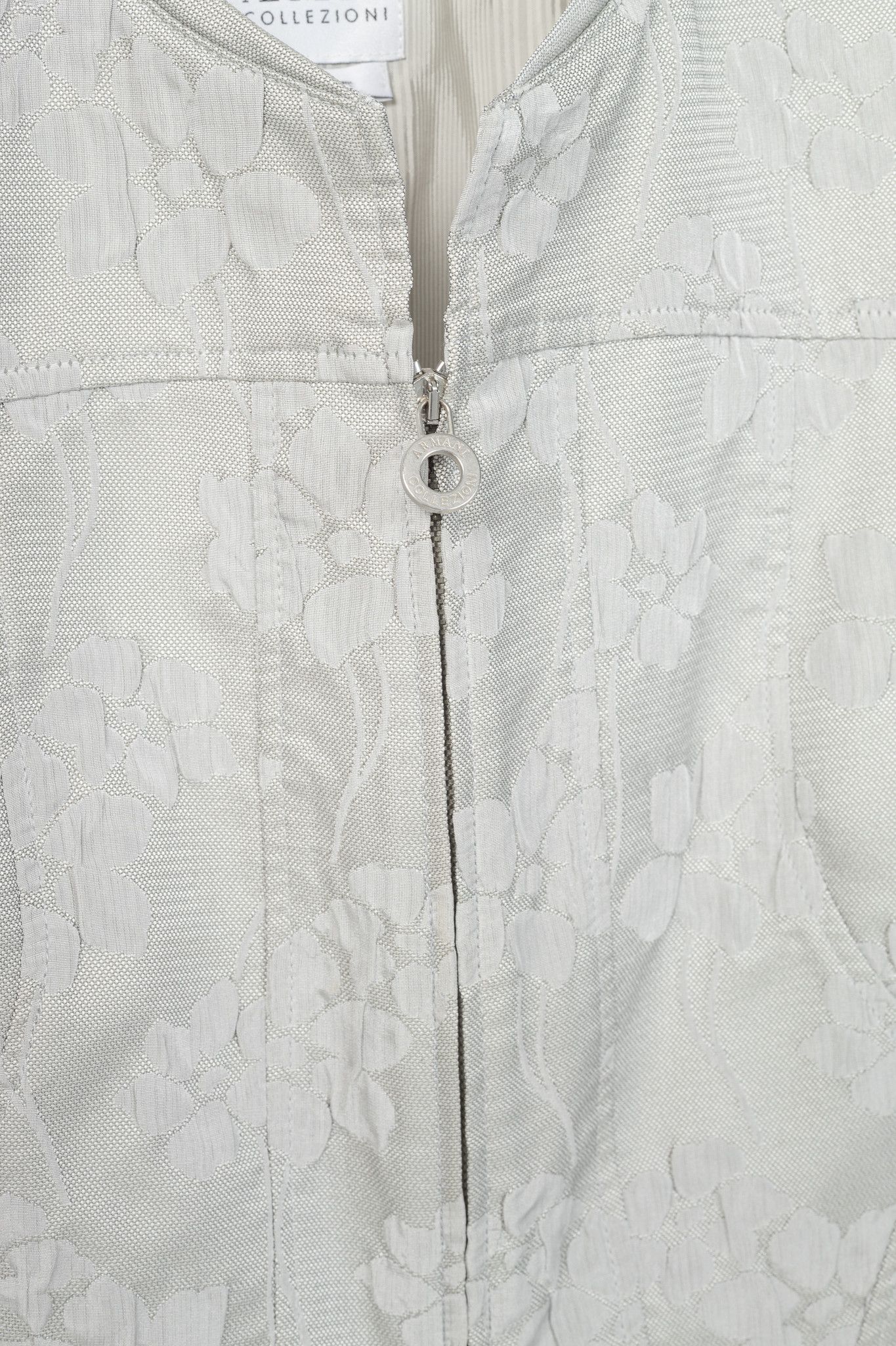 Armani Collezioni Armani Collezioni Silver Floral-Jacquard Peplum Jacket Size M / US 6-8 / IT 42-44 - 7 Thumbnail