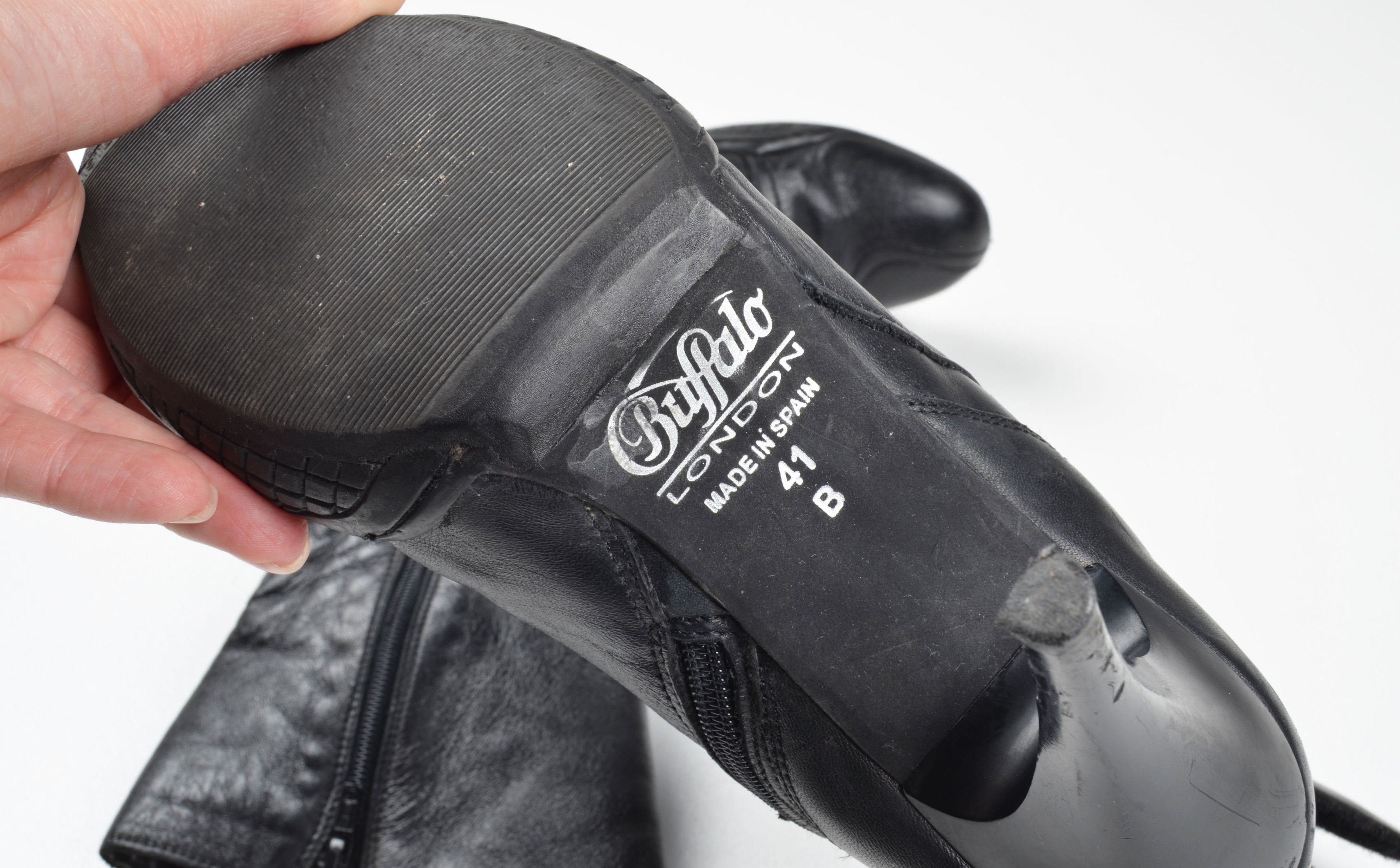 Buffalo London Vintage Buffalo London Black Leather Biker Moto Heel Boots Size US 11 / IT 41 - 8 Thumbnail