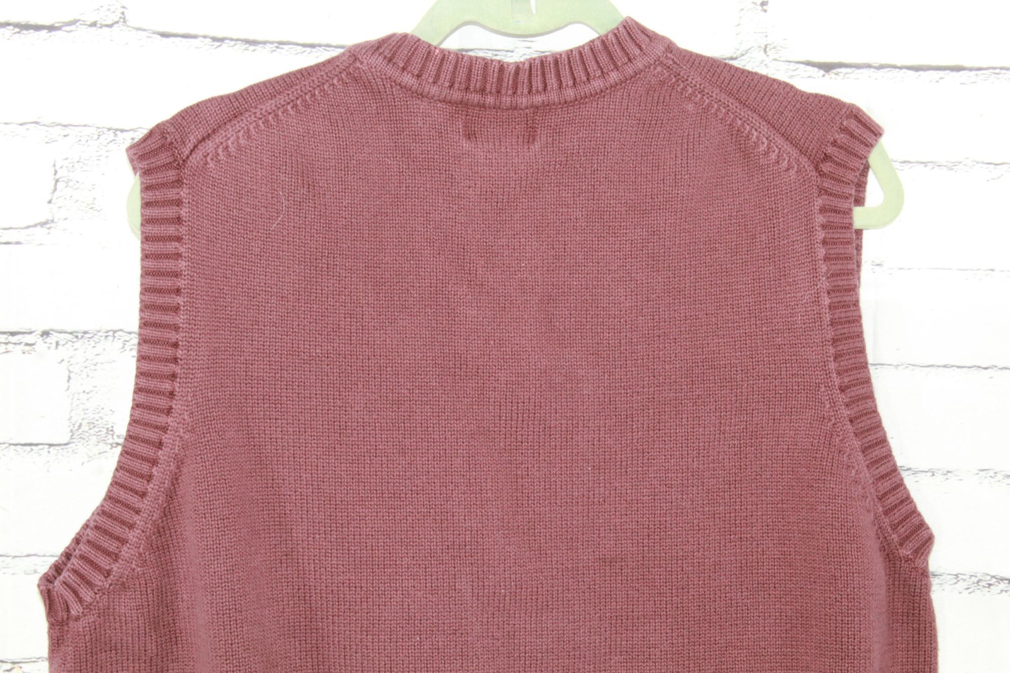 L.L. Bean LL Bean Burgundy Cotton V-Neck Sweater Vest L Retro Size US L / EU 52-54 / 3 - 5 Thumbnail