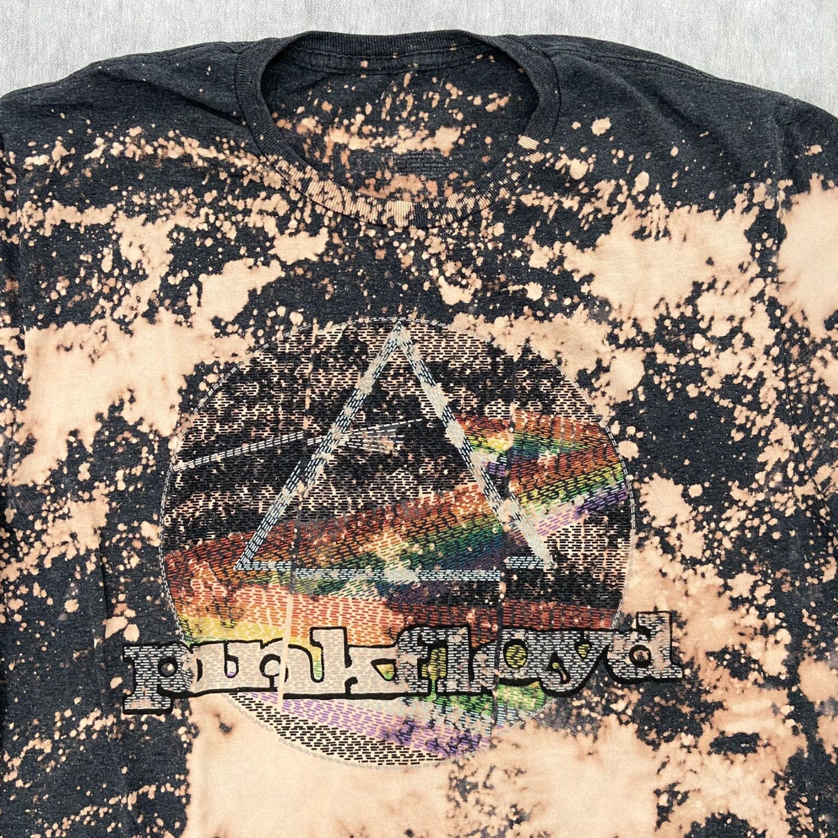 Vintage Pink Floyd Shirt Adult Medium Black Bleach Tie Dye Rainbow Band Tee Mens M Size US M / EU 48-50 / 2 - 3 Thumbnail