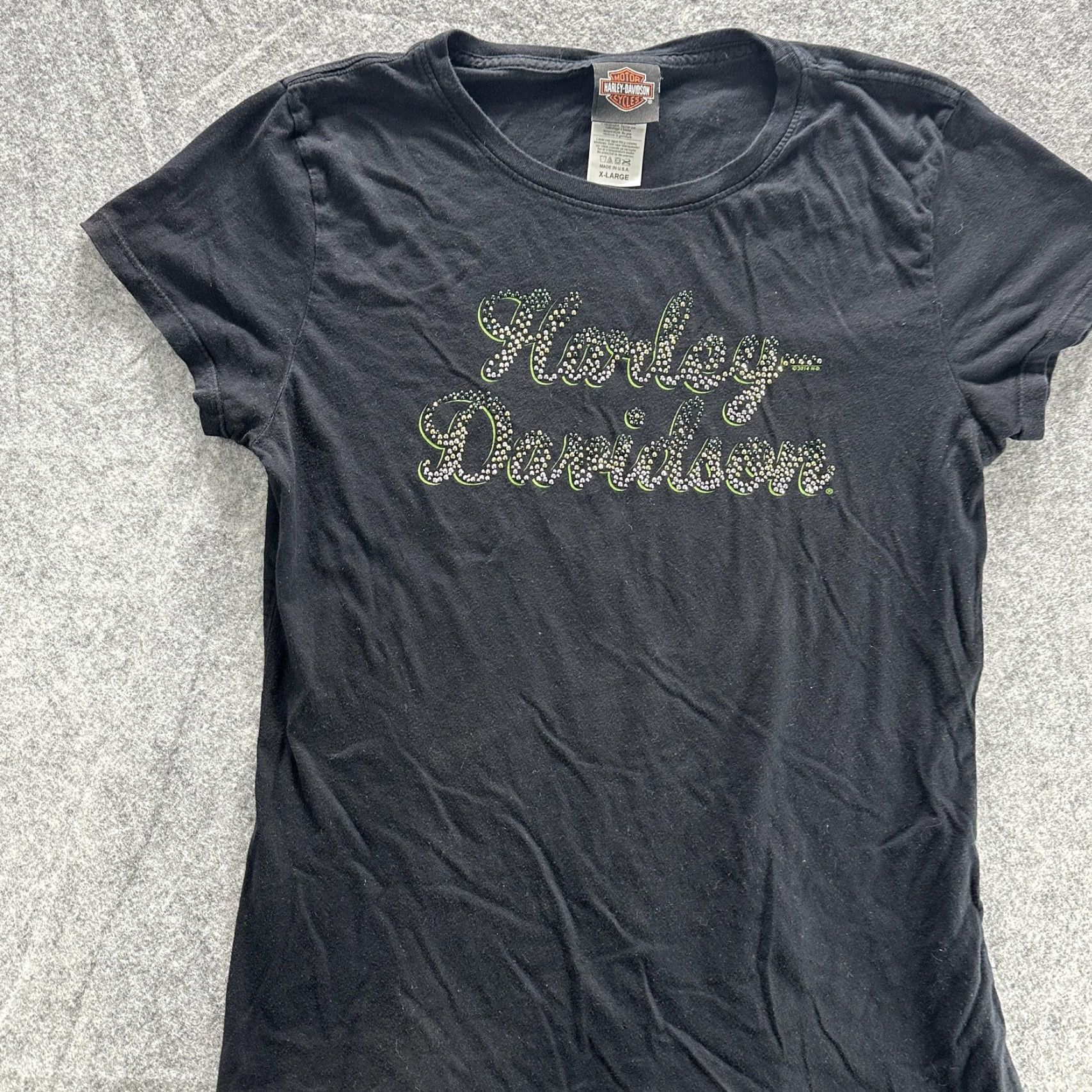 Harley Davidson Harley-Davidson Shirt Womens XL Black Rhinestone Logo Chandler Arizona Made USA Size XL / US 12-14 / IT 48-50 - 3 Thumbnail