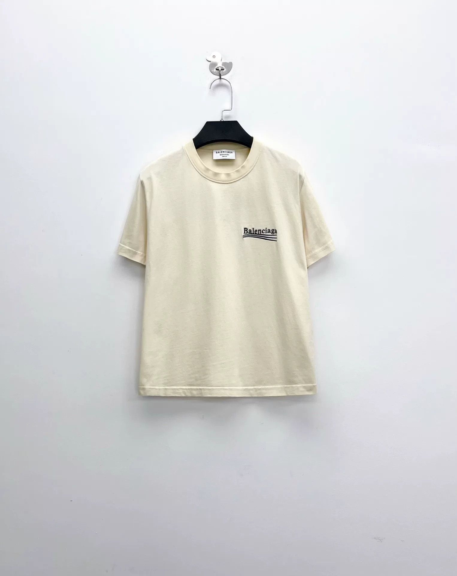 Balenciaga Balenciaga Beige Embroidered Wave T-Shirt Size US S / EU 44-46 / 1 - 2 Thumbnail