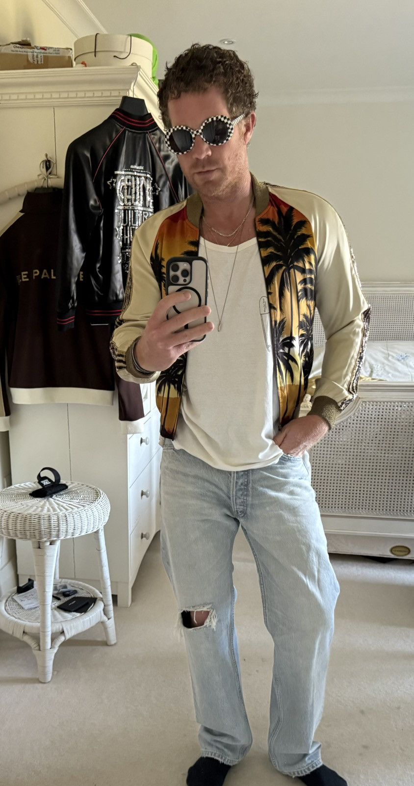 SS16 Iconic Saint Laurent palm tree runway sequin teddy 42