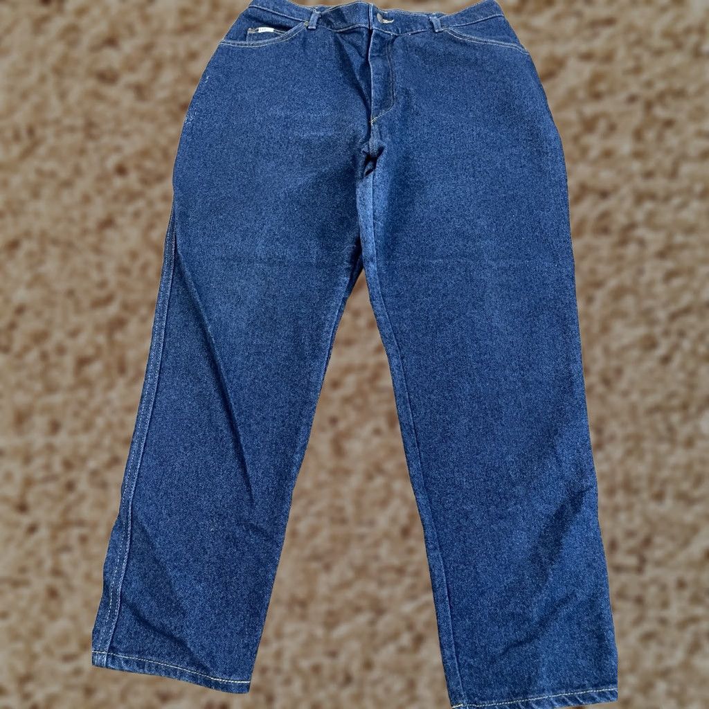 Lee VINTAGE Lee Jeans Womens 36 X 28 Blue High Rise Wide Leg USA 90s Y2K Ladies Size 40" / US 18 - 1 Thumbnail