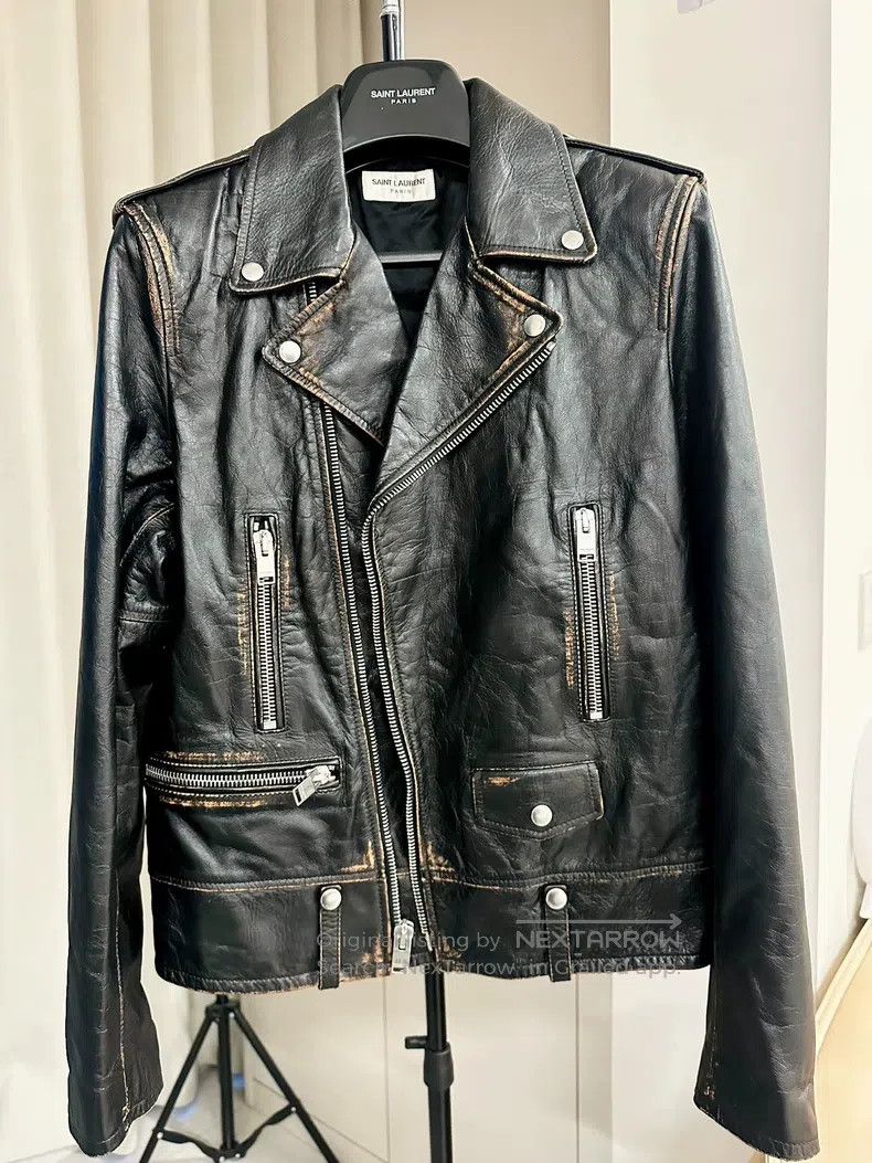 Saint Laurent Paris Saint Laurent Paris Distressed Vintage Biker Leather Jacke Size US M / EU 48-50 / 2 - 1 Thumbnail