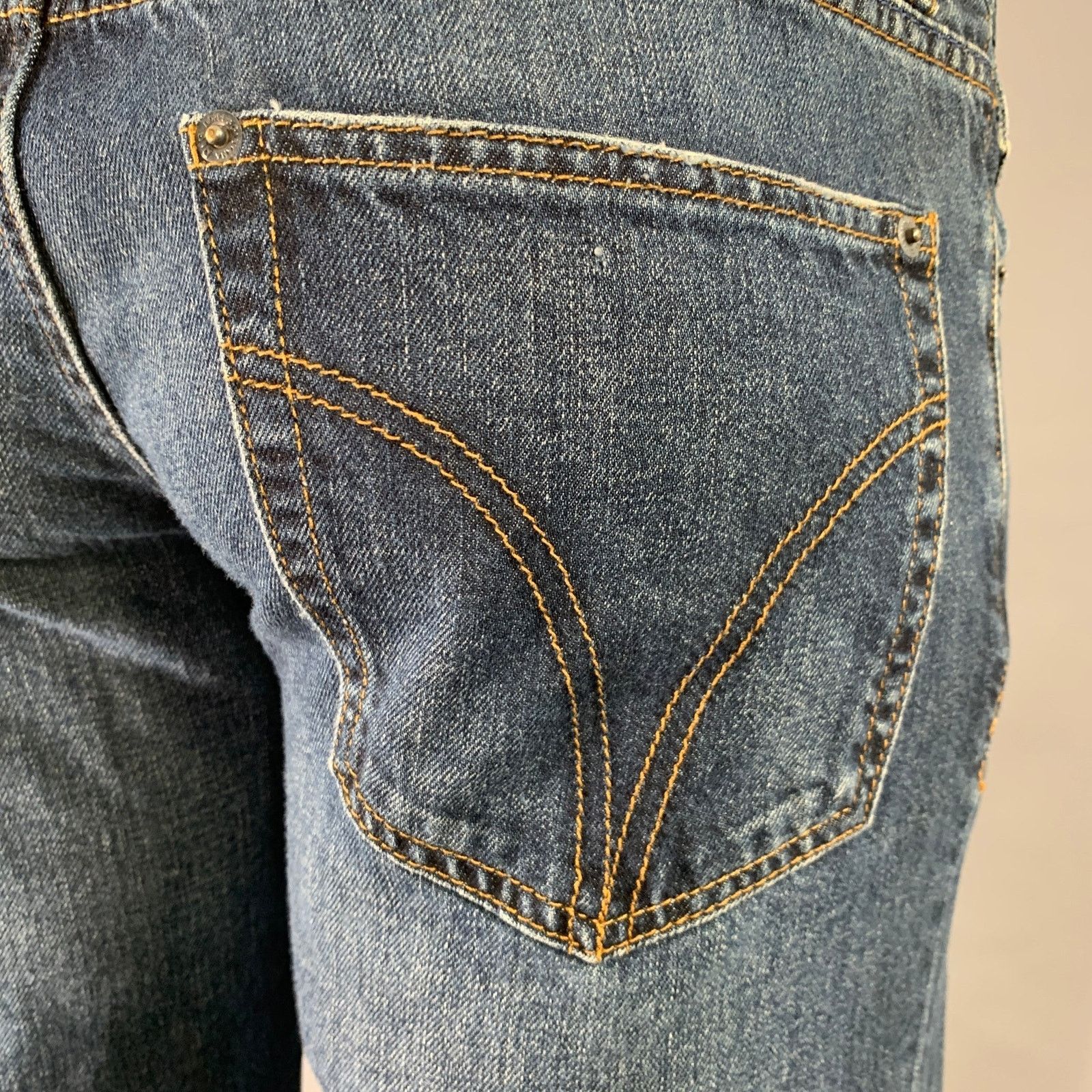 Dolce & Gabbana Size 35 Blue Contrast Stitch Cotton Skinny Low Rise Jeans Size US 35 - 5 Thumbnail