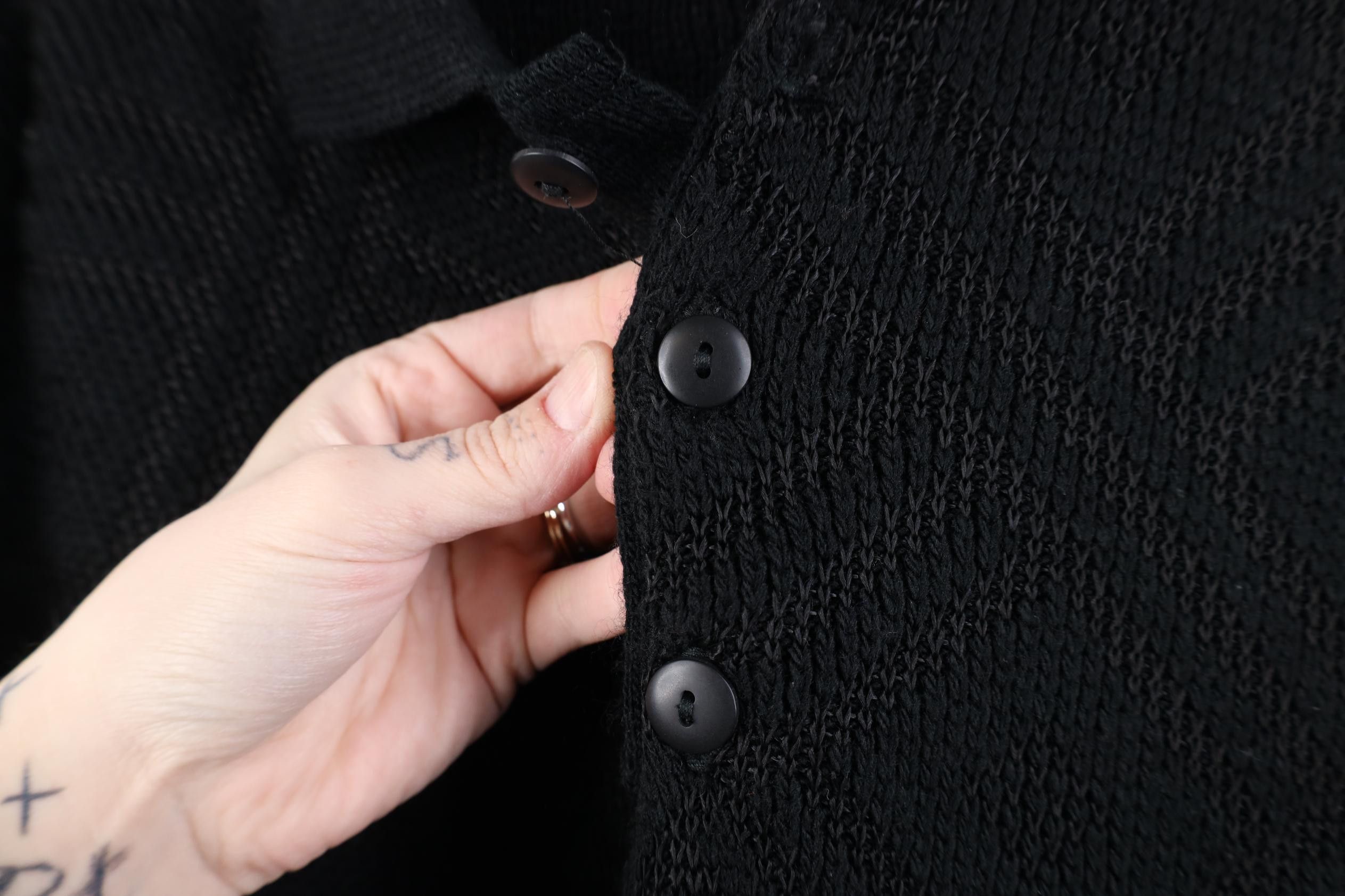 Vintage Vintage 90s Streetwear Collared Pullover Sweater Black USA Size US L / EU 52-54 / 3 - 5 Thumbnail