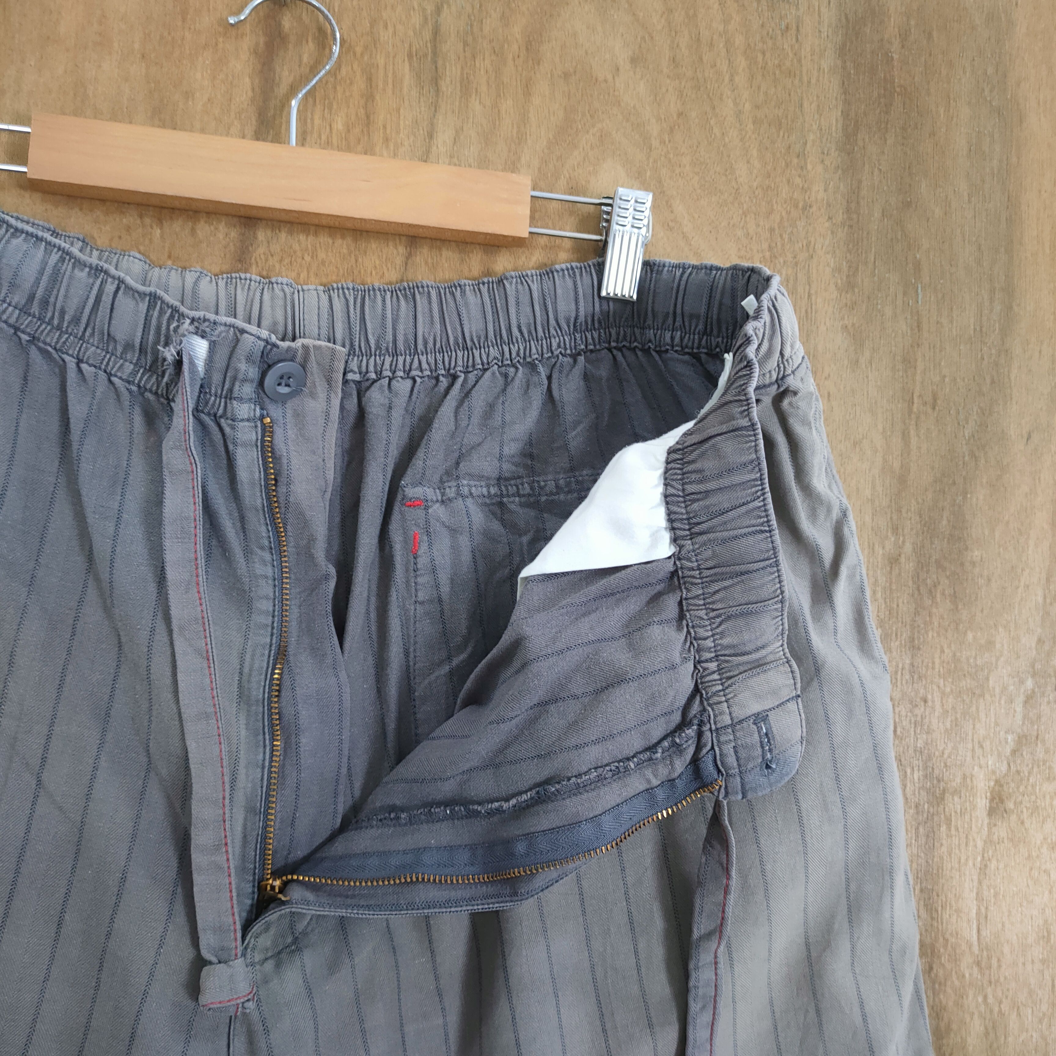 Japanese Brand VINTAGE SPRING WAIST FADED BROWN STRIPED BAGGY PANTS Size US 38 / EU 54 - 8 Thumbnail