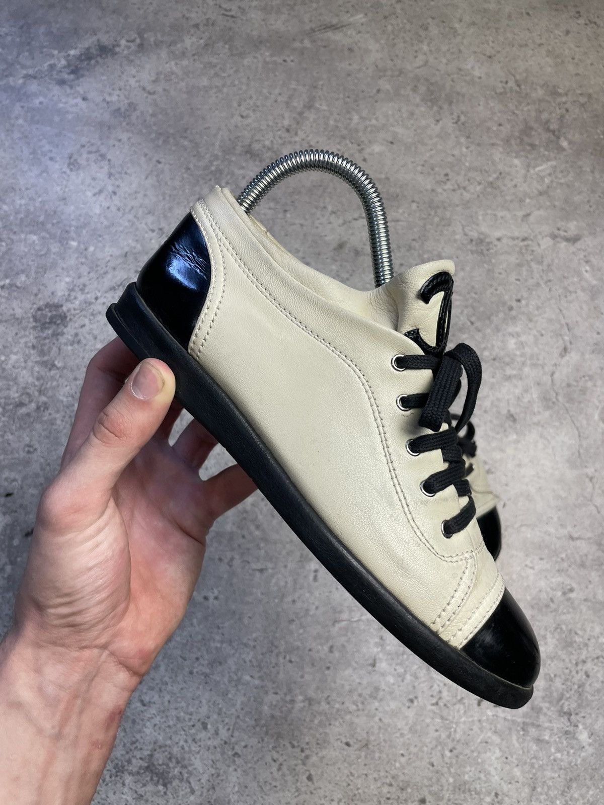 Chanel Chanel White Beige High Top Sneakers Size US 7 / IT 37 - 3 Thumbnail