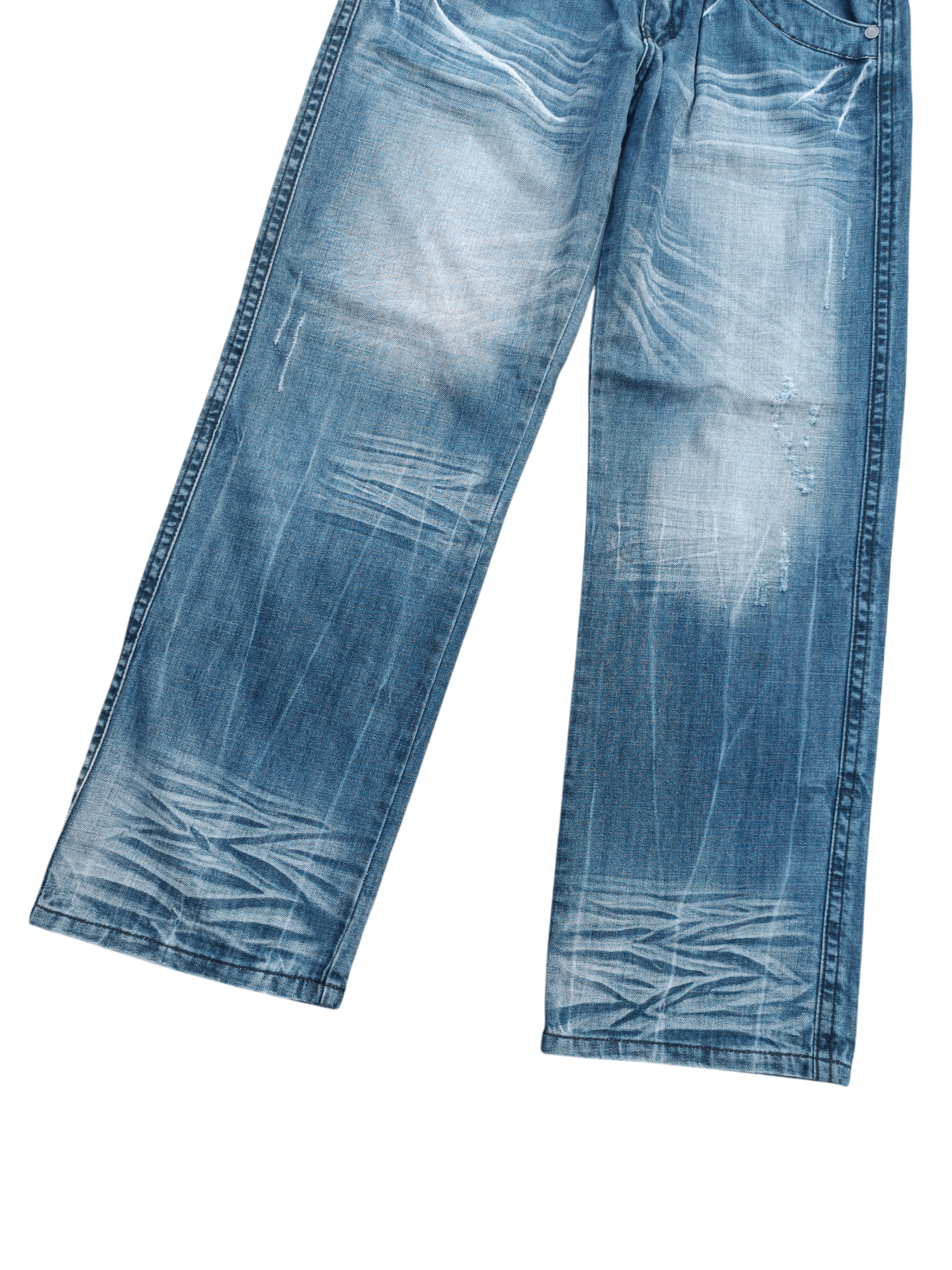 Japanese Brand BAGGY JAPANESE BRAND TR2 WHISKERS DISTRESSED DENIM Size US 34 / EU 50 - 16 Thumbnail