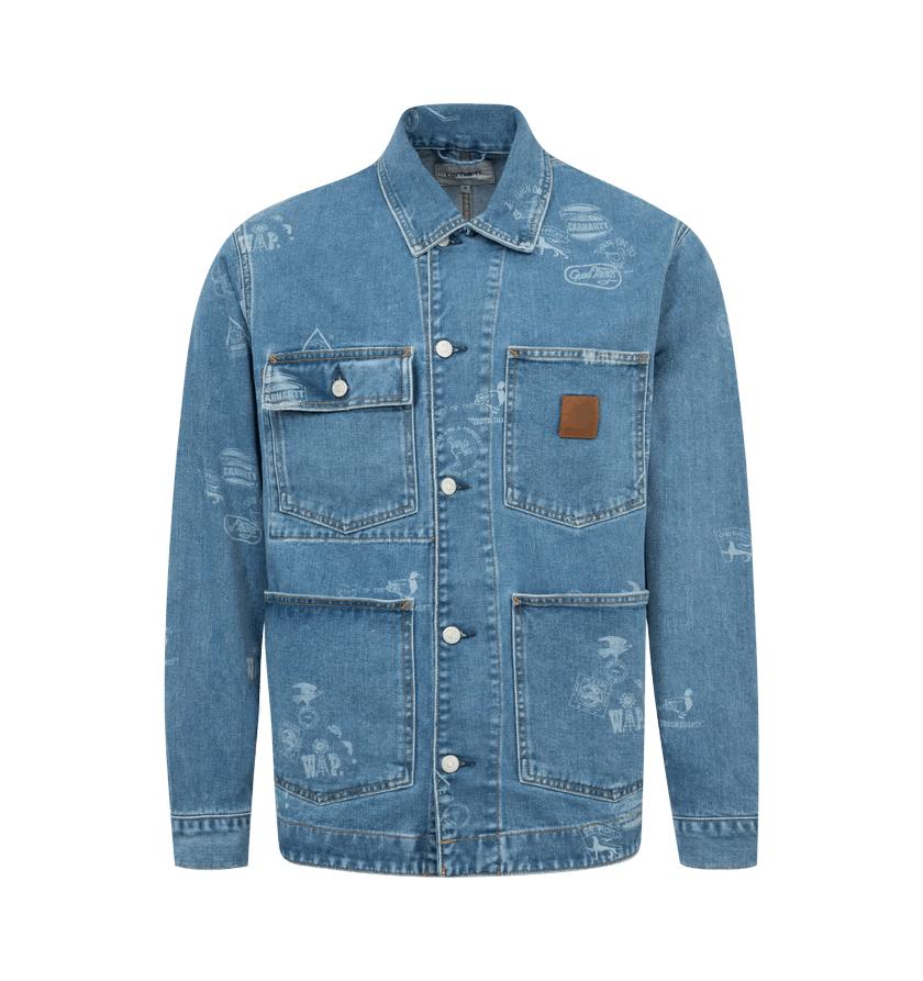 Carhartt Wip o1h1sh11224 Stamp Jacket in Bleached Blue Size US M / EU 48-50 / 2 - 1 Thumbnail