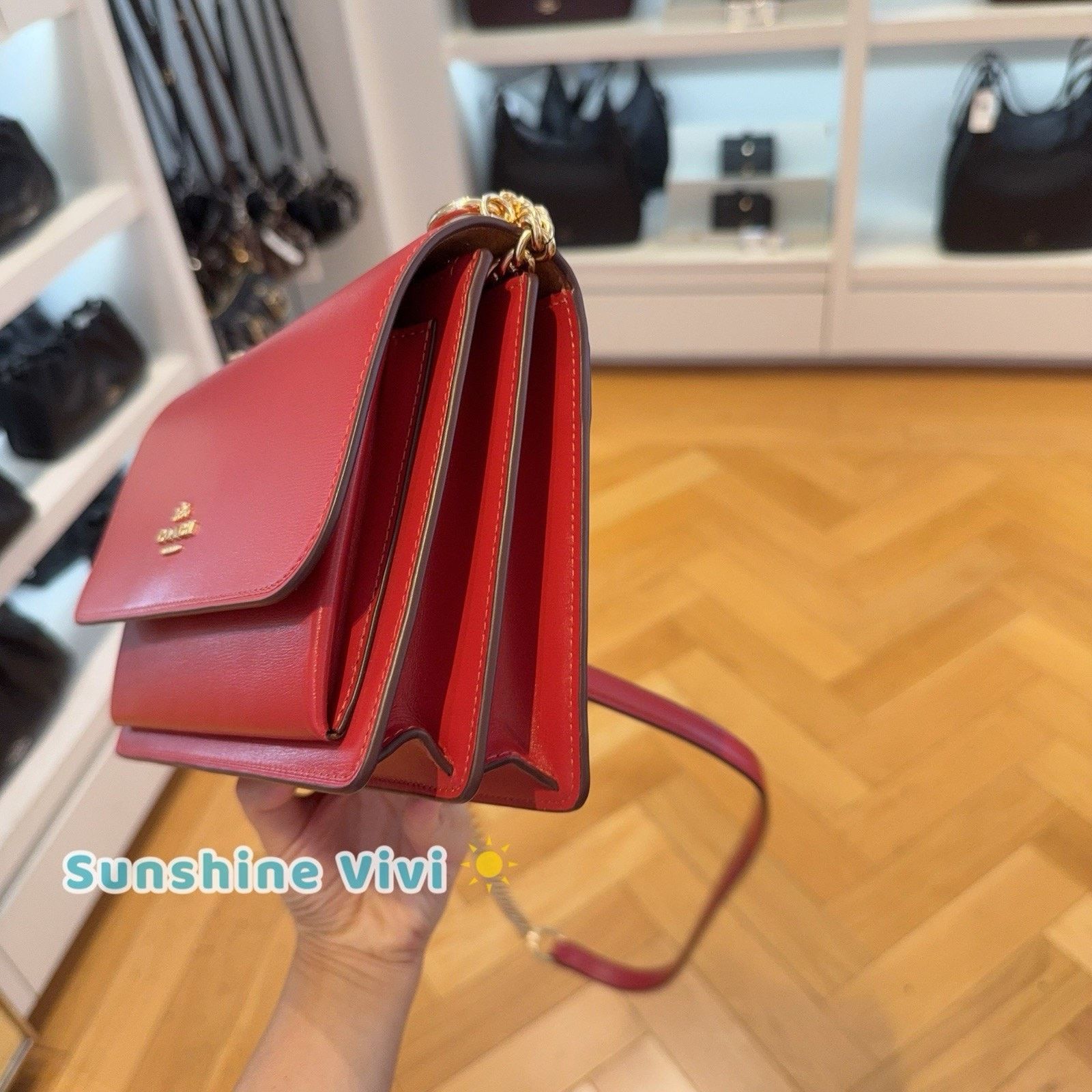 Coach NWT Coach Klare Crossbody Bag Leather CBI97 Gold/True Red Size ONE SIZE - 2 Thumbnail