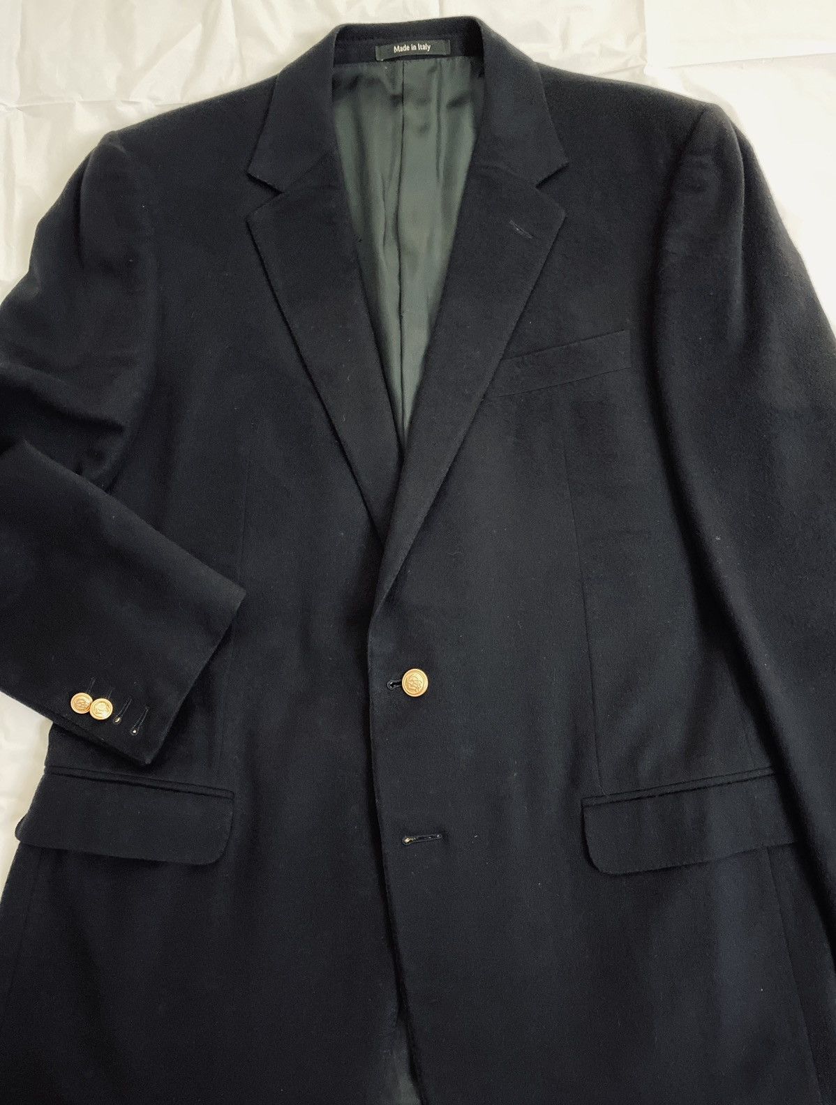 Alfred Dunhill Dunhill x Zegna 🇮🇹 Navy Cashmere Felt Brass Button Blazer 46L Size 46L - 9 Thumbnail