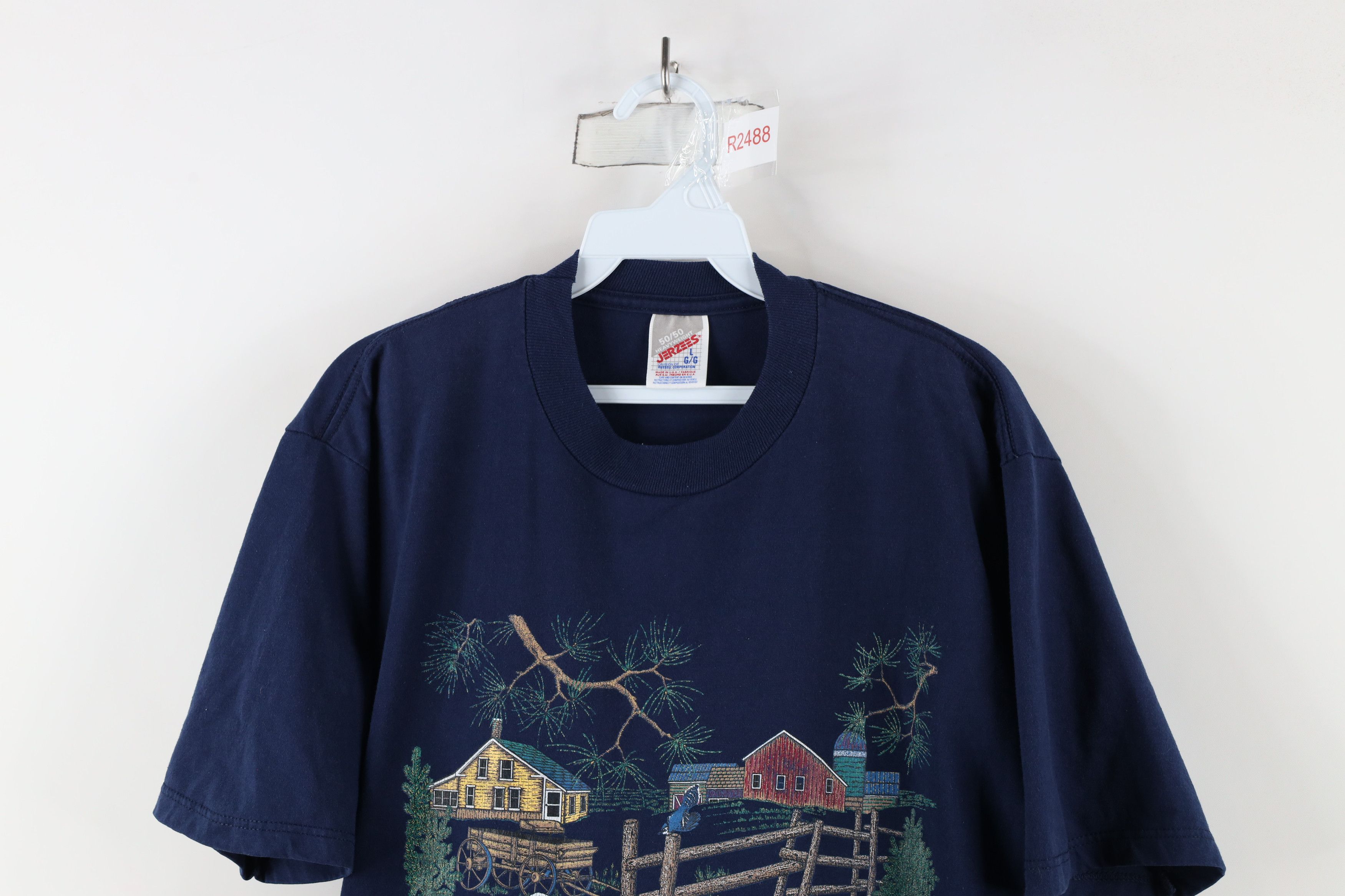 Vintage Vintage 90s Country Primitive Farmhouse T-Shirt Blue USA Size L / US 10 / IT 46 - 2 Thumbnail