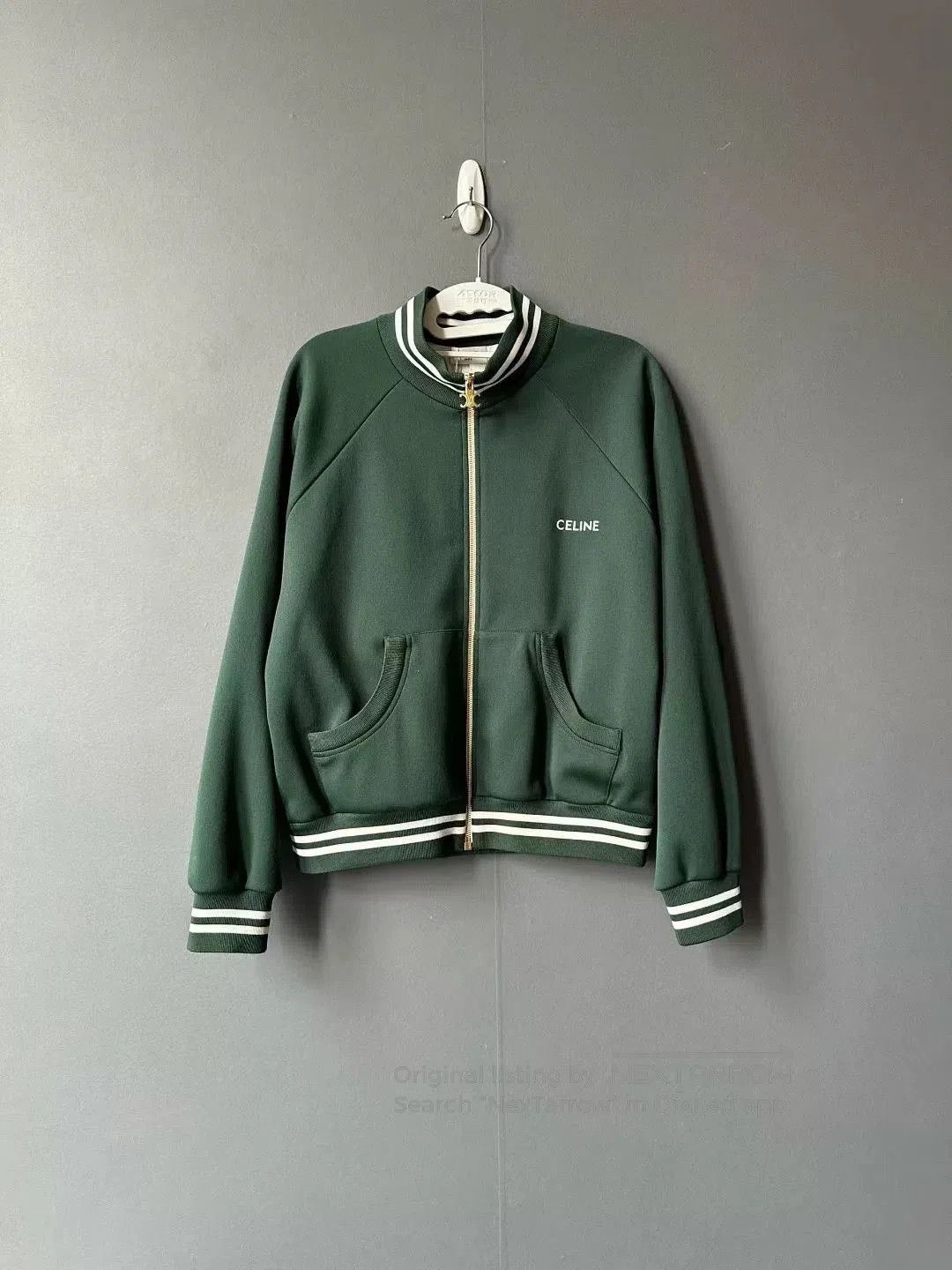 Celine celine green embroidered logo stand collar jacket. Size US M / EU 48-50 / 2 - 1 Thumbnail