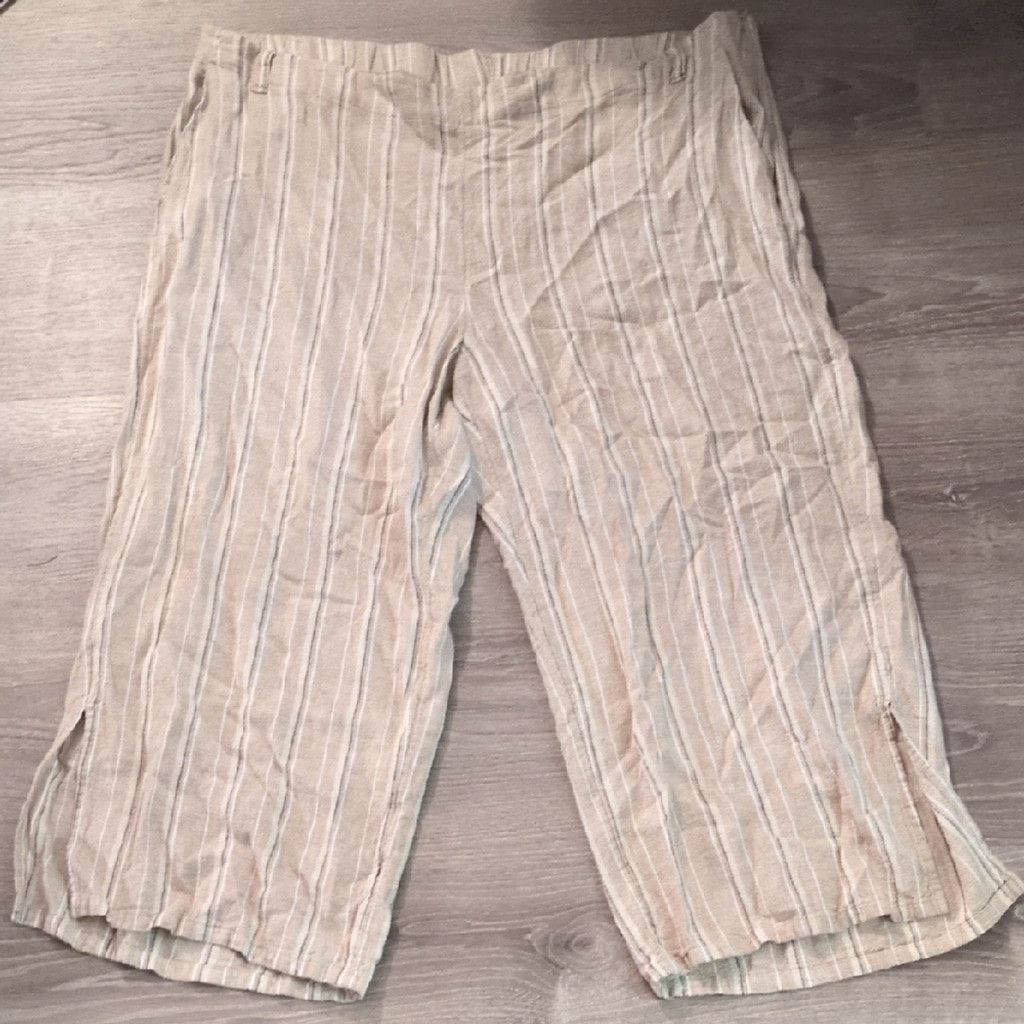 J. Jill J. Jill Striped Linen Rayon Blend Cropped Pants Size 2X Size 39" - 1 Thumbnail