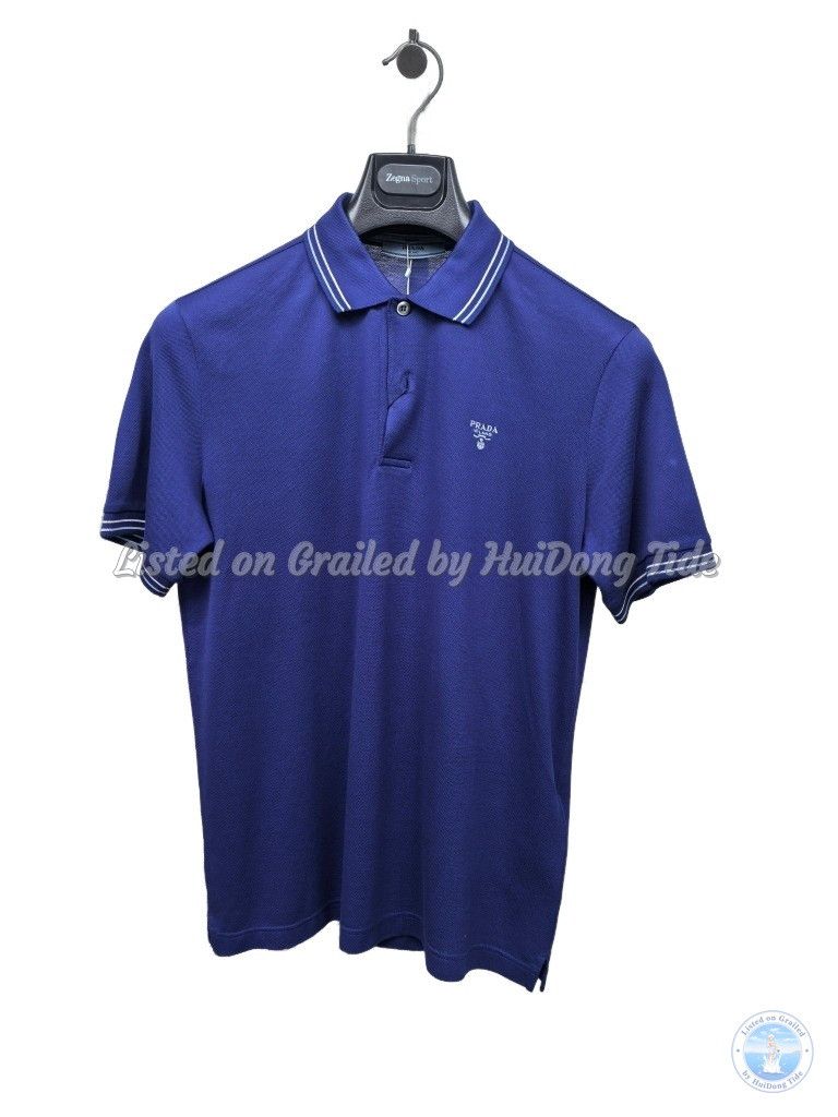 Prada Prada Navy Blue size S FW18 logo Polo Shirt | Grailed